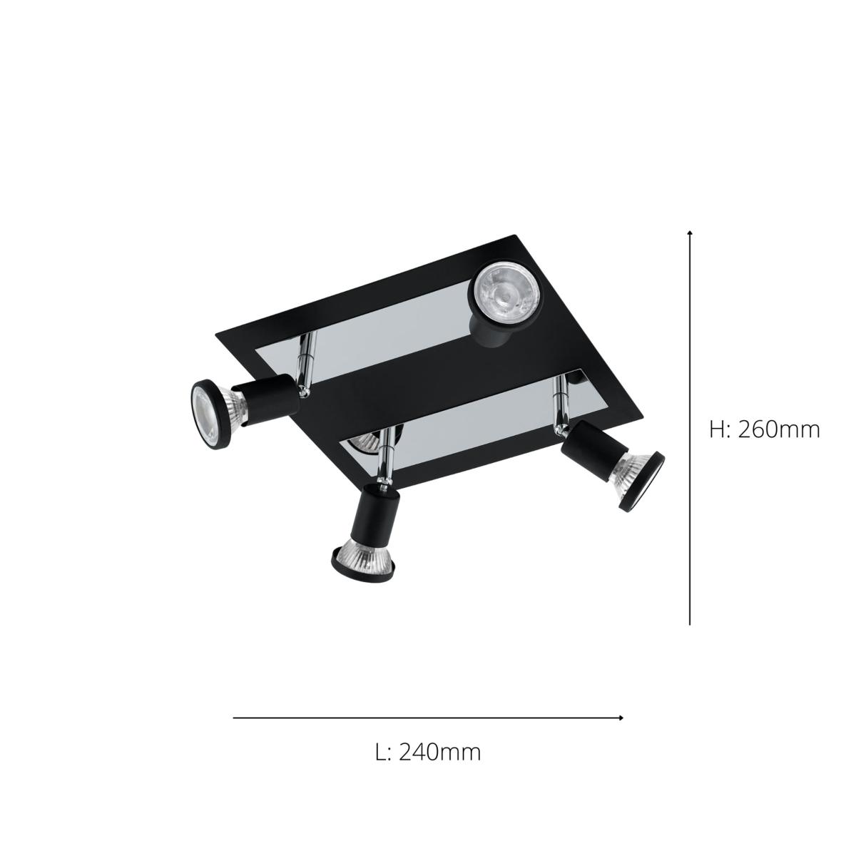 EGLO Sarria 4-Light Square Spotlight Black – image 3