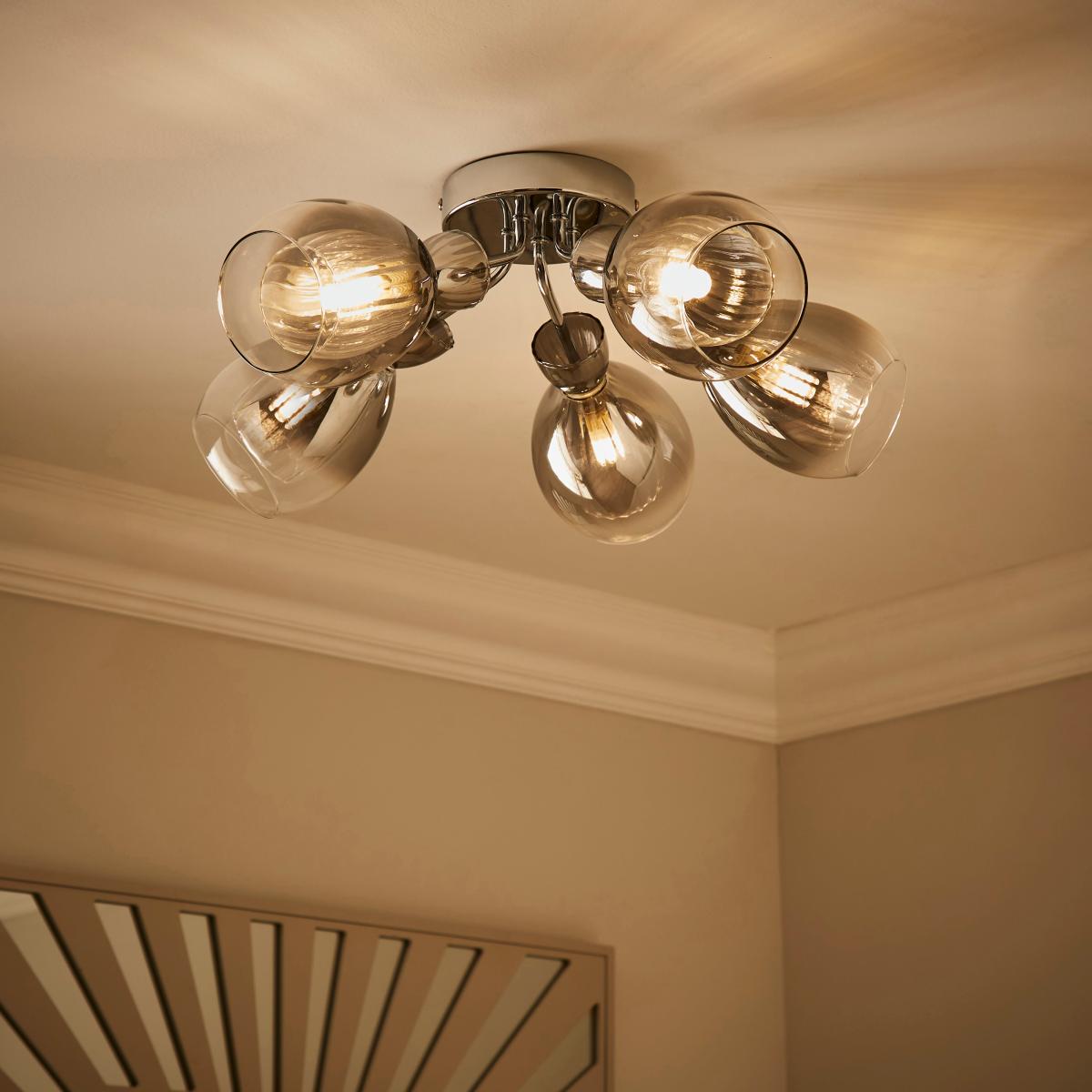 Sylvia 5 Light Semi Flush Ceiling Light Silver – image 2