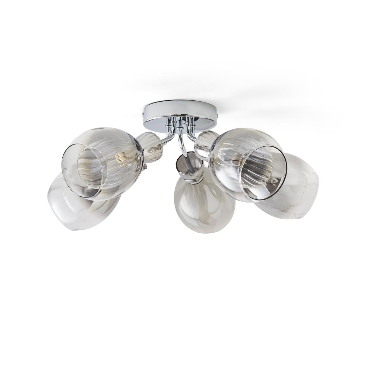 Sylvia 5 Light Semi Flush Ceiling Light Silver – image 5