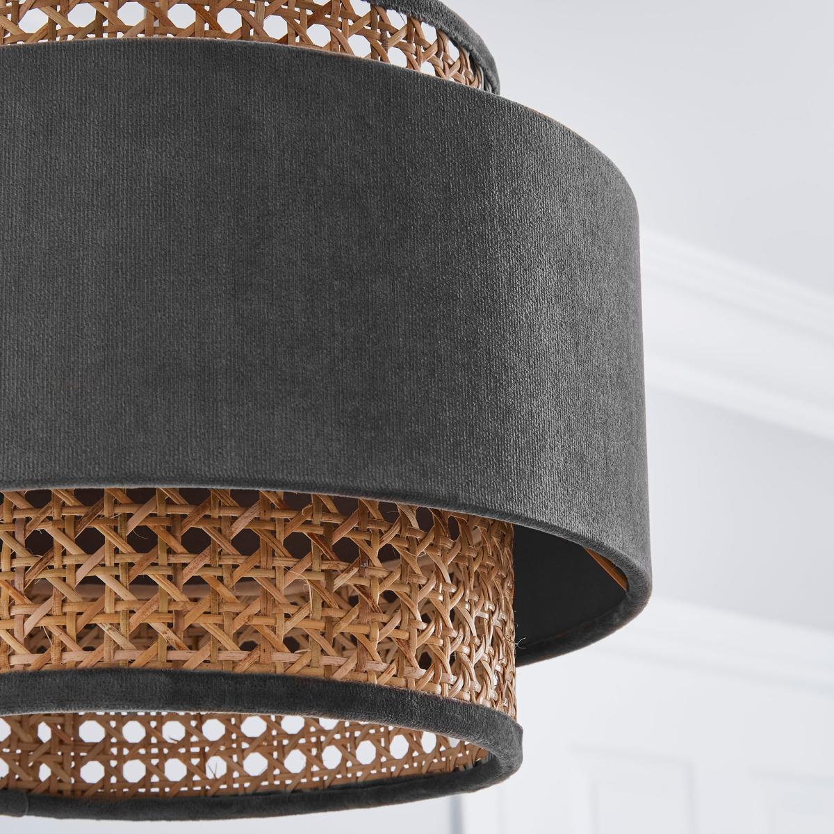 Nova Velvet and Cane Shade 30cm Grey – image 3