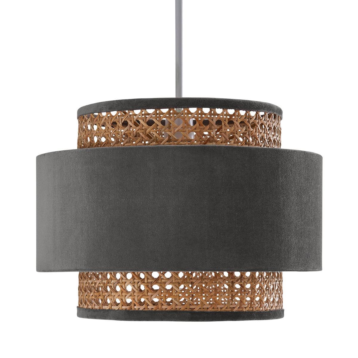 Nova Velvet and Cane Shade 30cm Grey – image 4