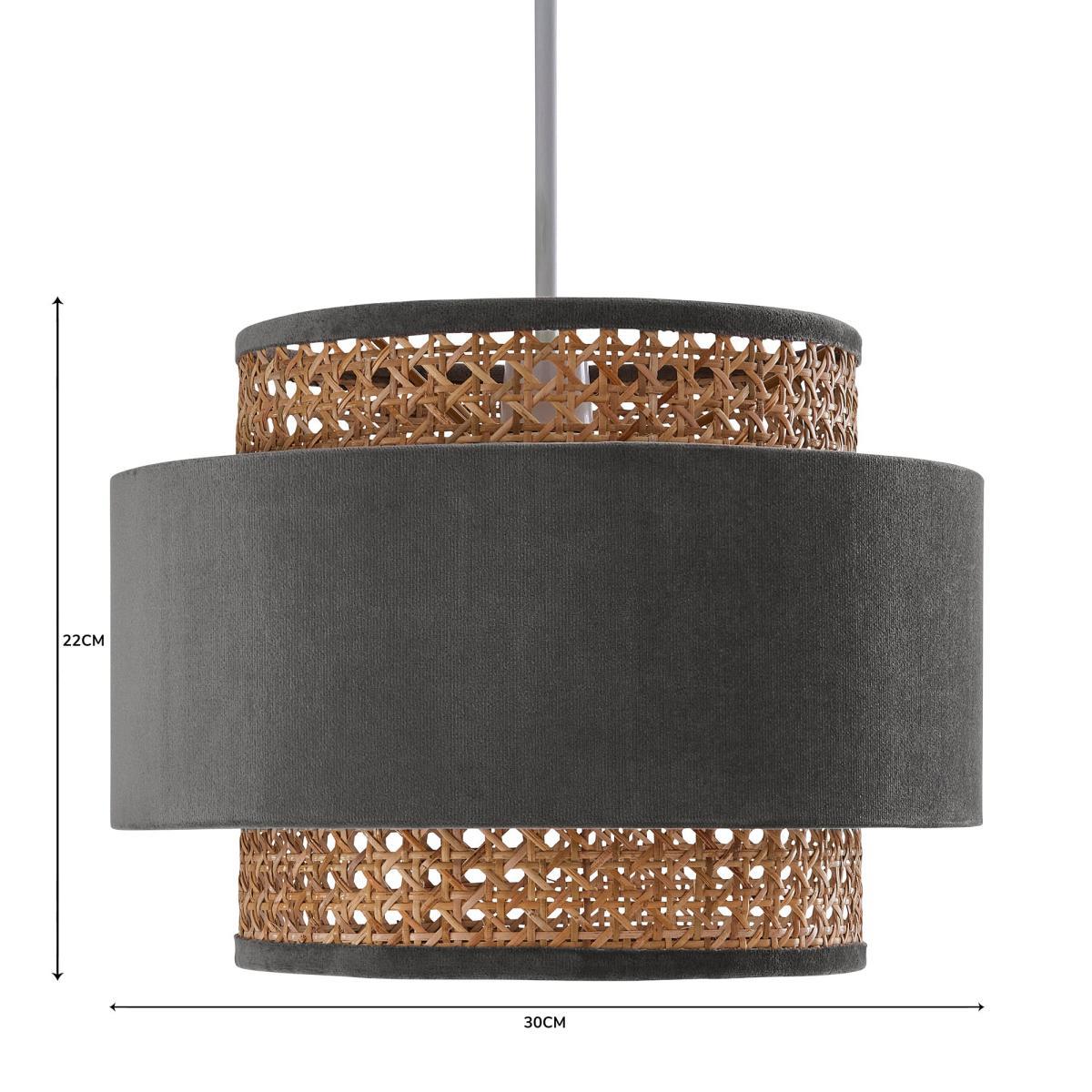 Nova Velvet and Cane Shade 30cm Grey – image 5