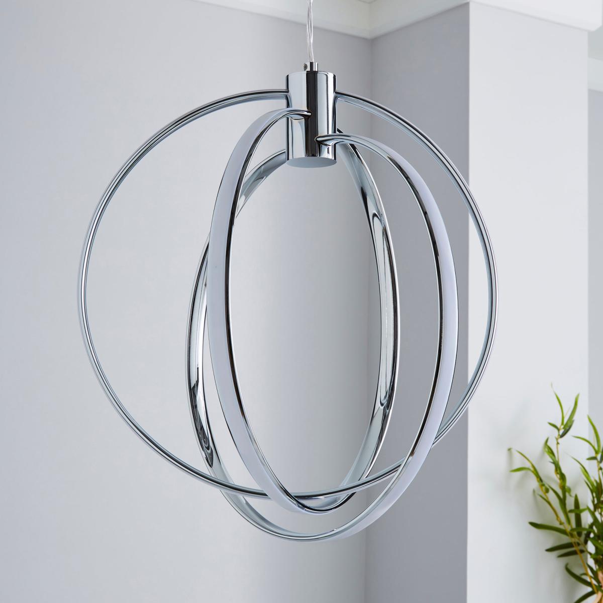 Pegasus 3 Light Integrated LED Hoops Chrome Ceiling Fitting Silver – image 2