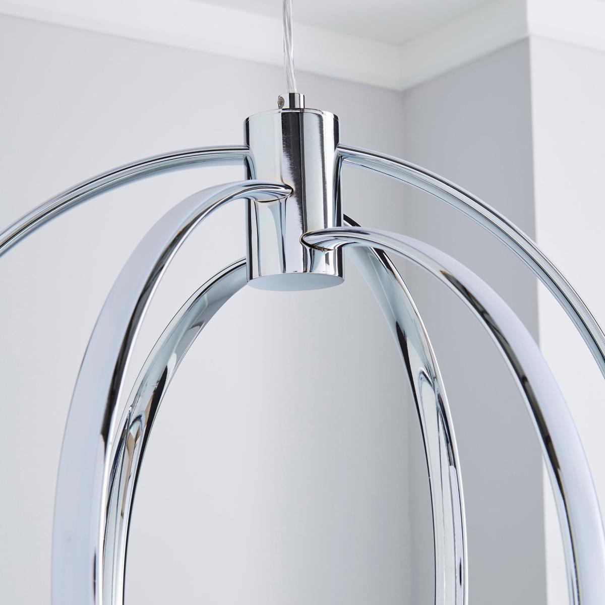 Pegasus 3 Light Integrated LED Hoops Chrome Ceiling Fitting Silver – image 3