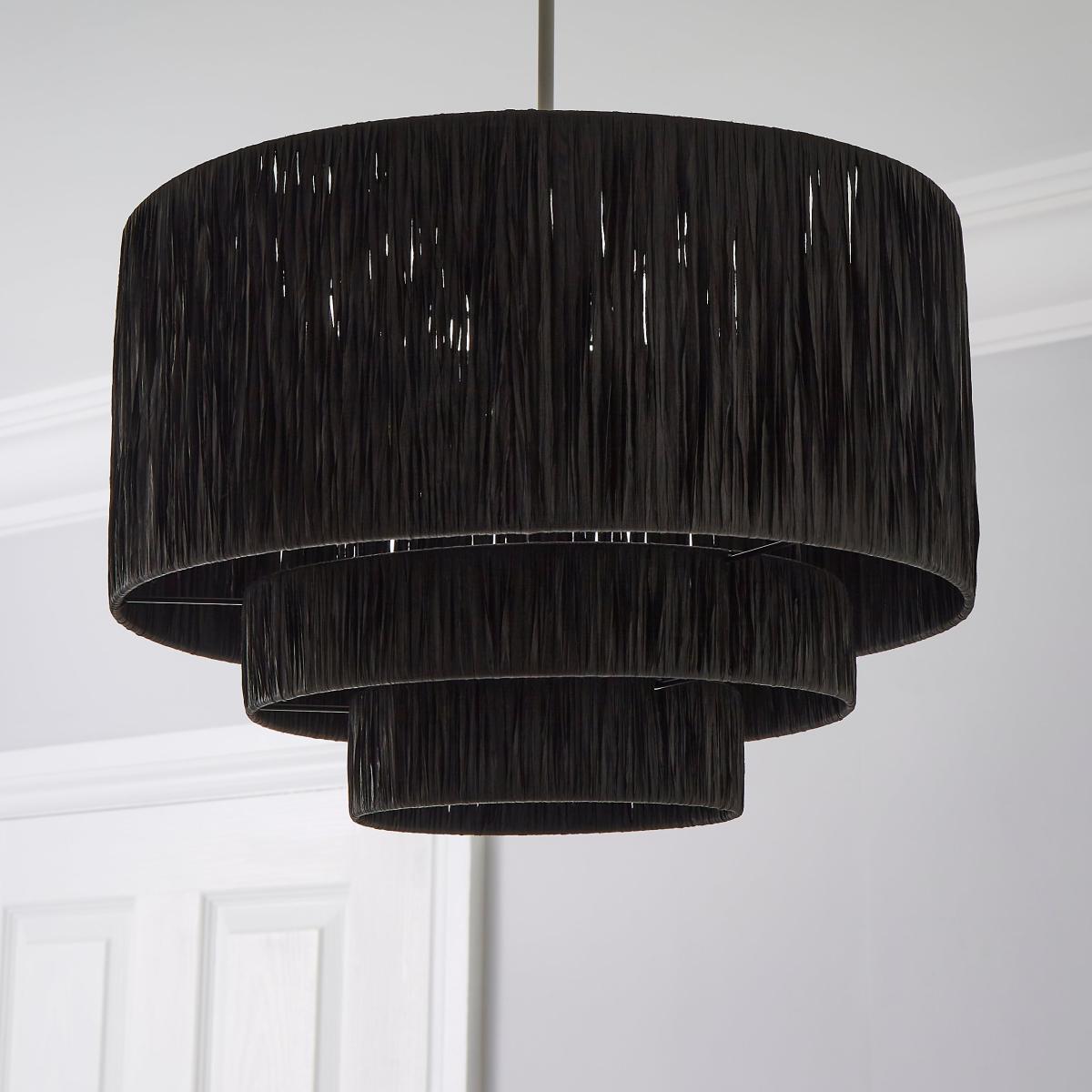 Ruolan Raffia 3 Tier Pendant Shade Shade Black – image 2