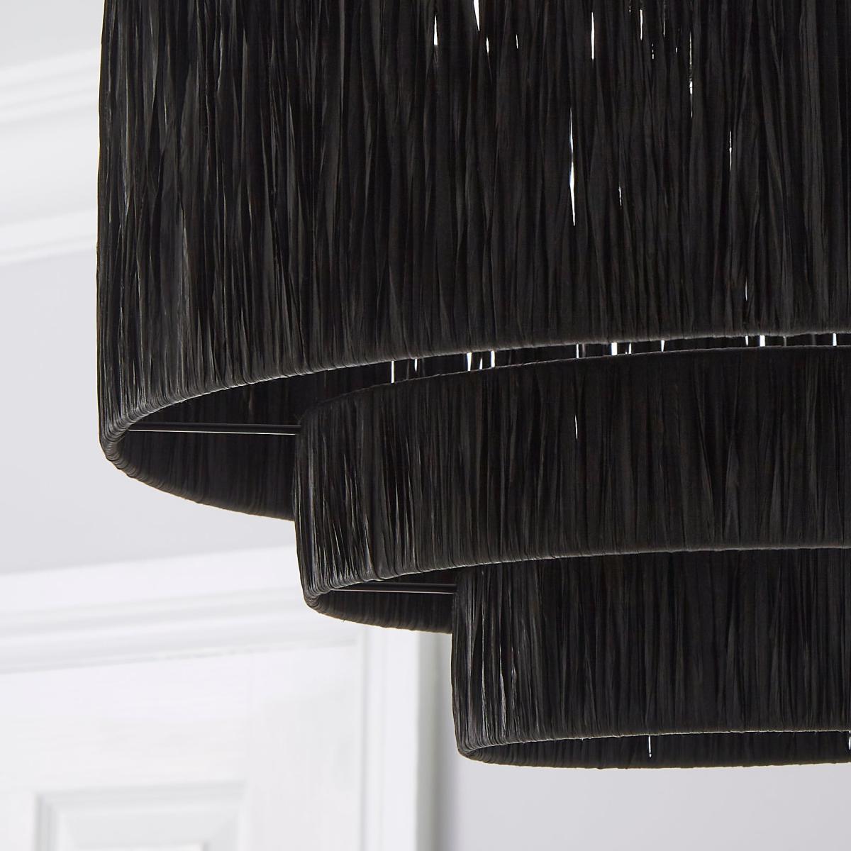 Ruolan Raffia 3 Tier Pendant Shade Shade Black – image 3