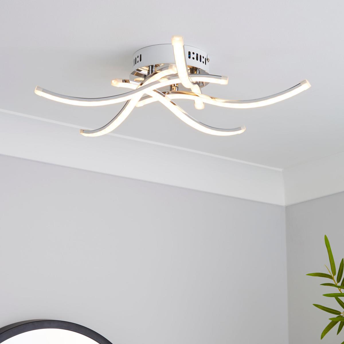 Layla 5 Light Integrated LED Semi-Flush Ceiling Fitting Silver – image 1
