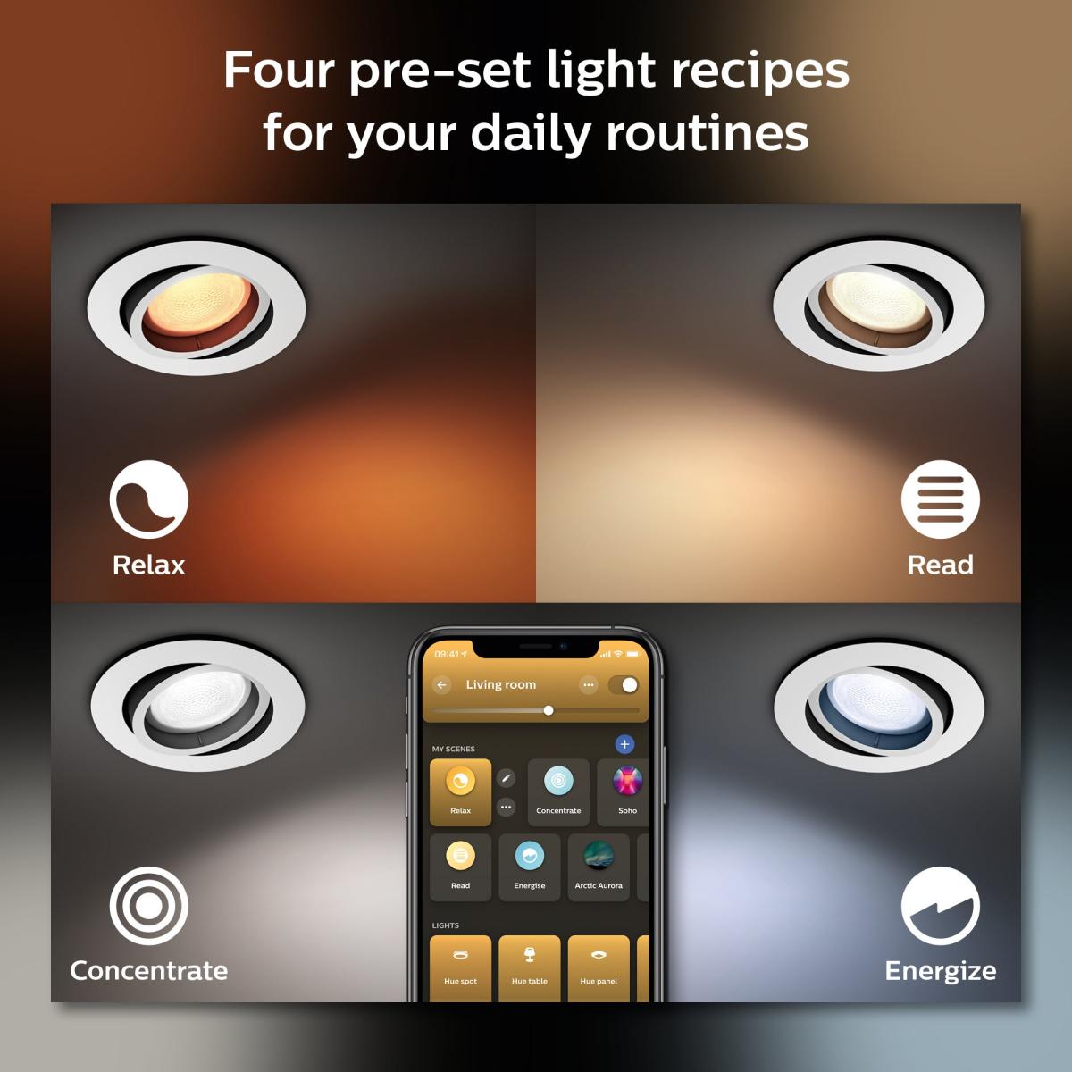 Philips HUE Set of 3 Centura Smart LED Ceiling Spotlights Silver – image 5