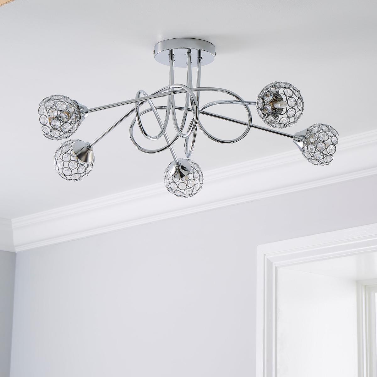 Portia 5 Light Ceiling Fitting Chrome – image 2