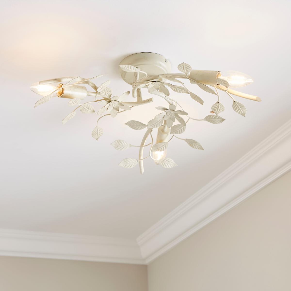 Chantelle Floral 3 Light Semi Flush Ceiling Fitting White – image 1