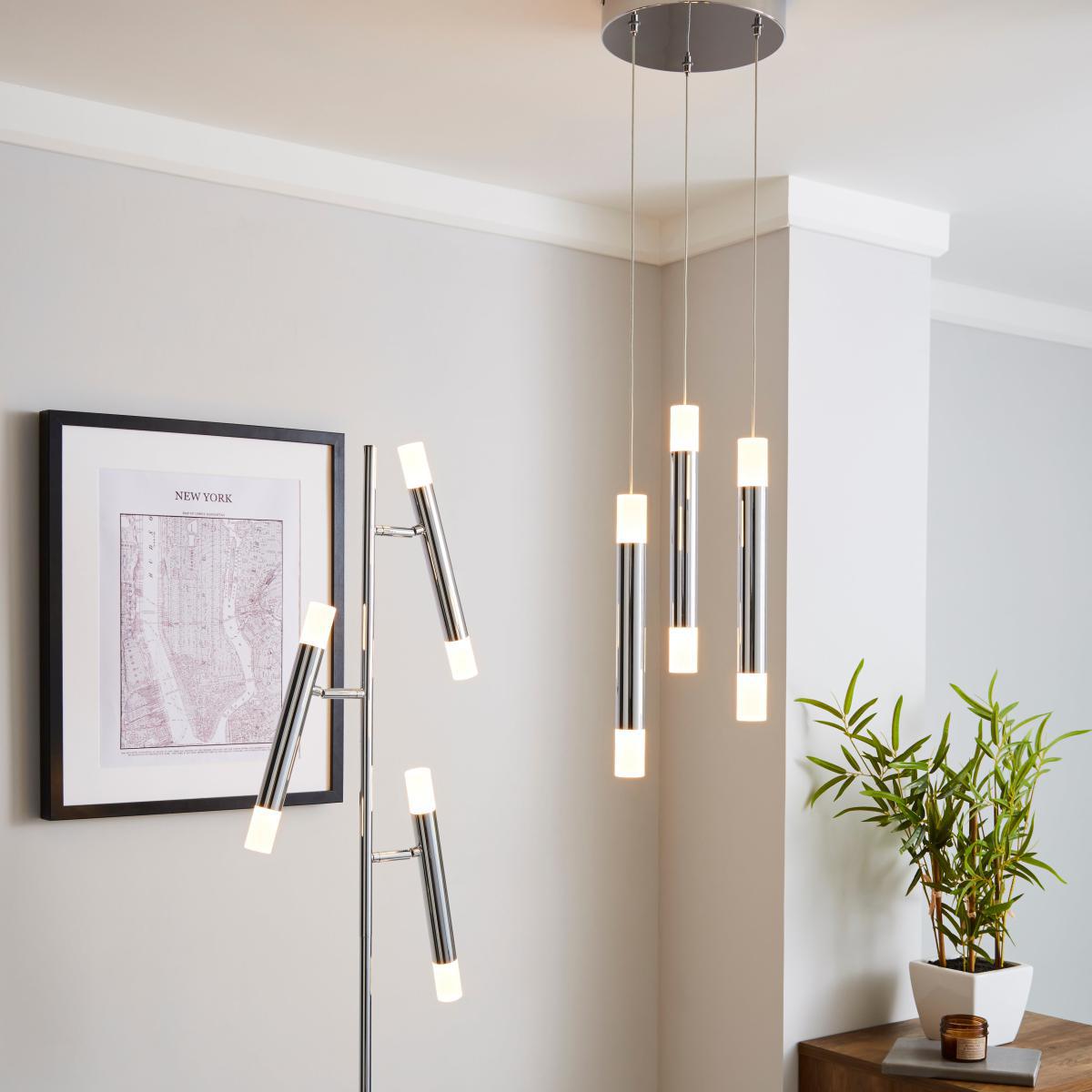 Zarah 3 Light Integrated LED Cluster Ceiling Fitting Silver – image 5