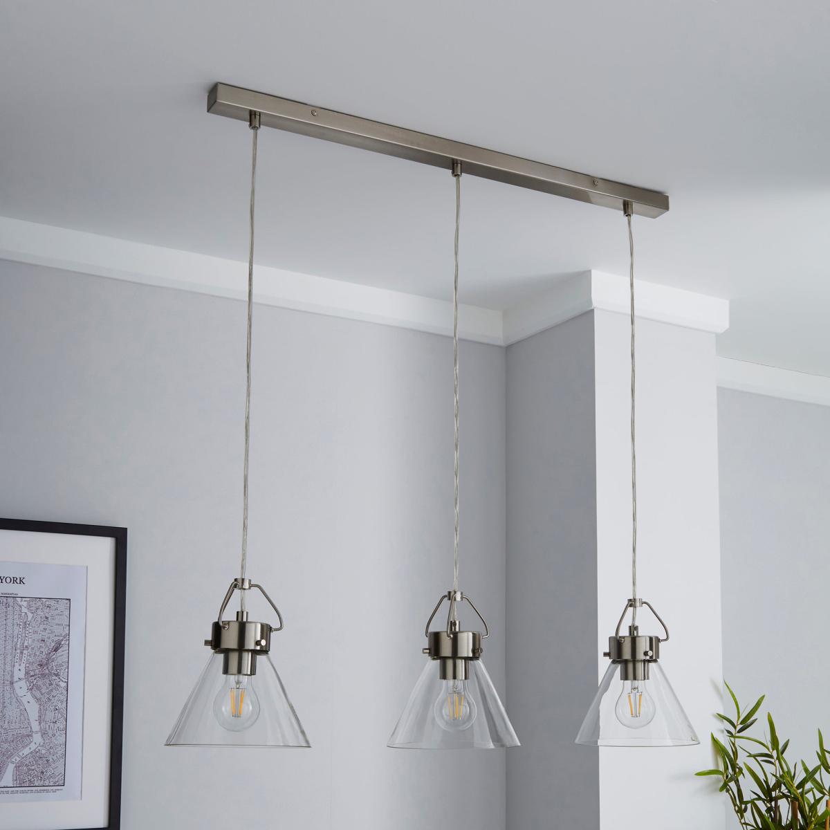 Delavin 3 Light Glass Diner Ceiling Fitting Silver – image 2