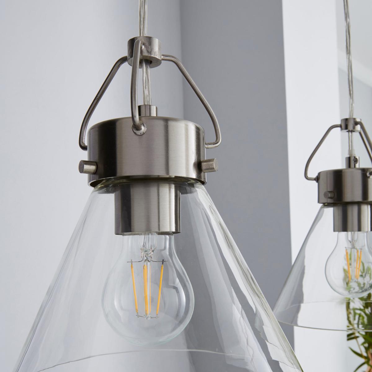 Delavin 3 Light Glass Diner Ceiling Fitting Silver – image 3