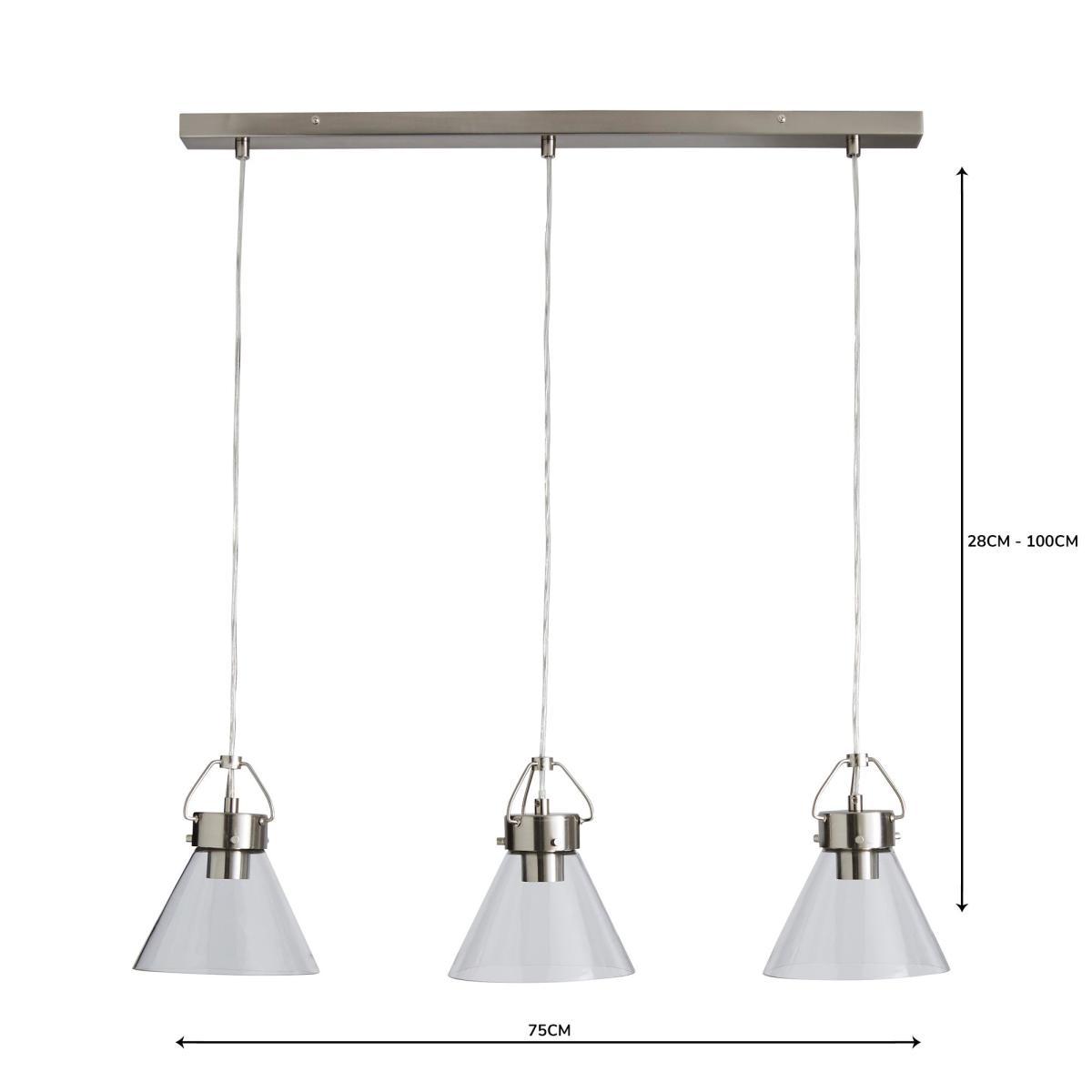 Delavin 3 Light Glass Diner Ceiling Fitting Silver – image 7