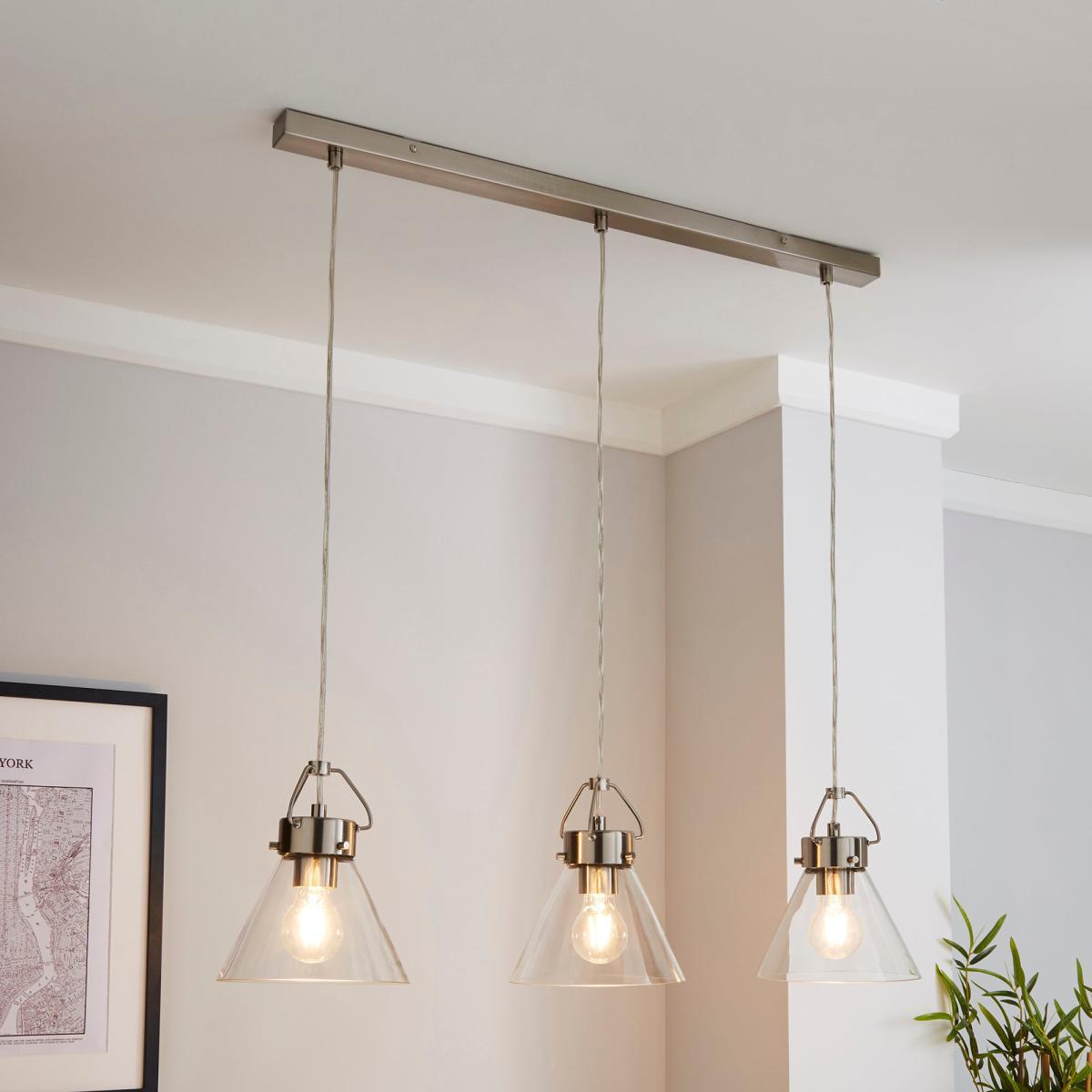 Delavin 3 Light Glass Diner Ceiling Fitting Silver – image 1