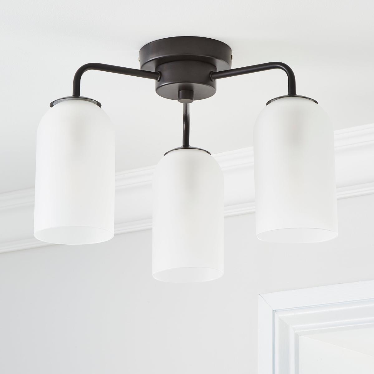 Palazzo Semi Flush 3 Frosted Light Fitting Black – image 2