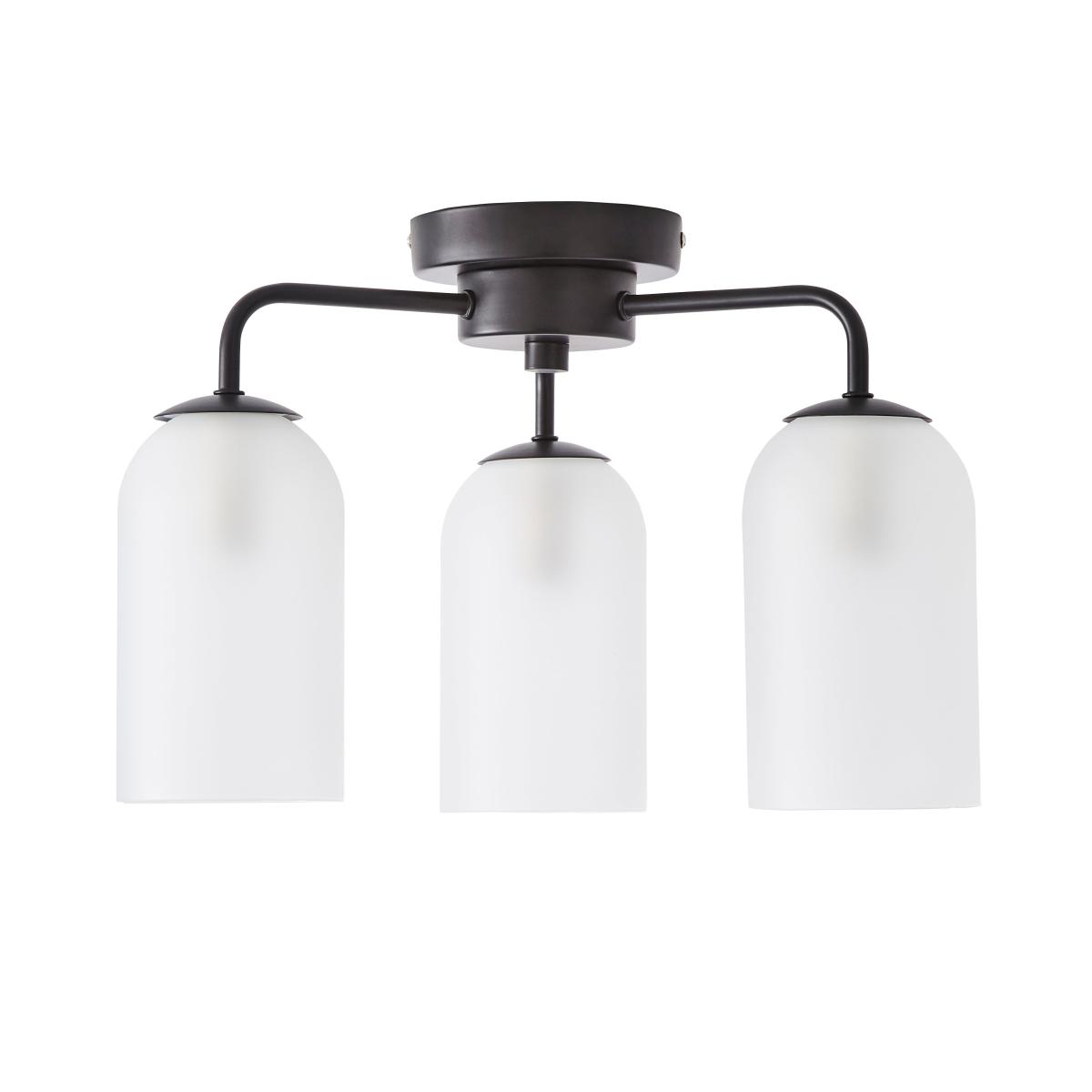 Palazzo Semi Flush 3 Frosted Light Fitting Black – image 4