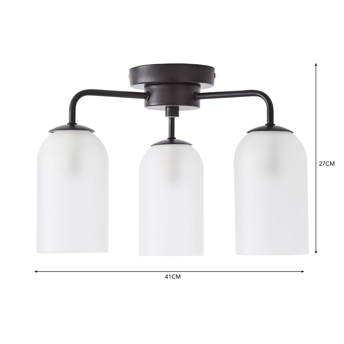 Palazzo Semi Flush 3 Frosted Light Fitting Black – image 5