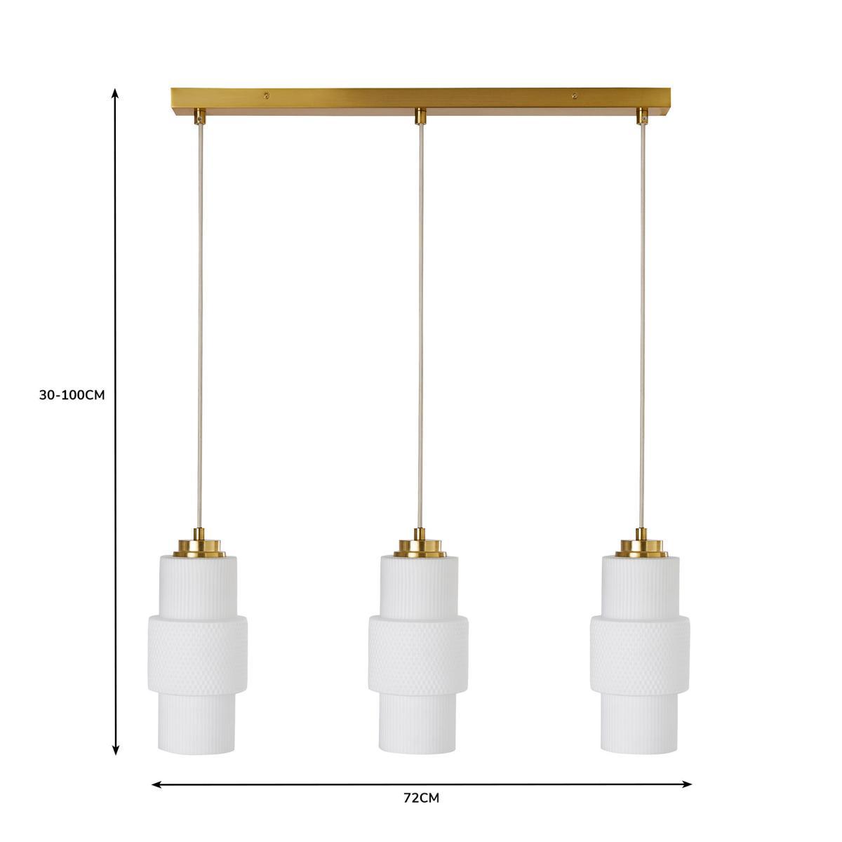 Elena 3 Light Diner Ceiling Fitting Brushed Gold – image 6