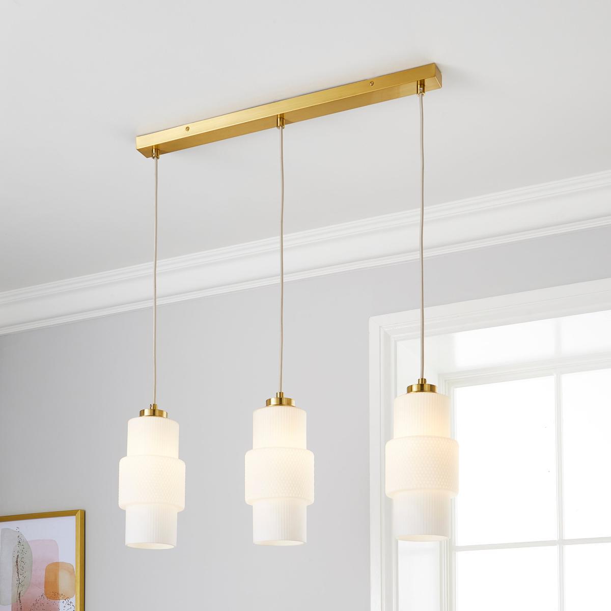Elena 3 Light Diner Ceiling Fitting Brushed Gold – image 1