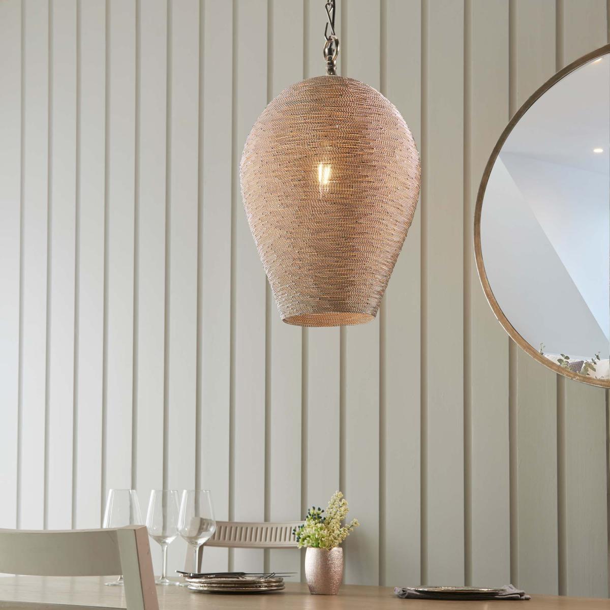 Vogue Abruzzo 1 Light Pendant Ceiling Fitting Nickel – image 2