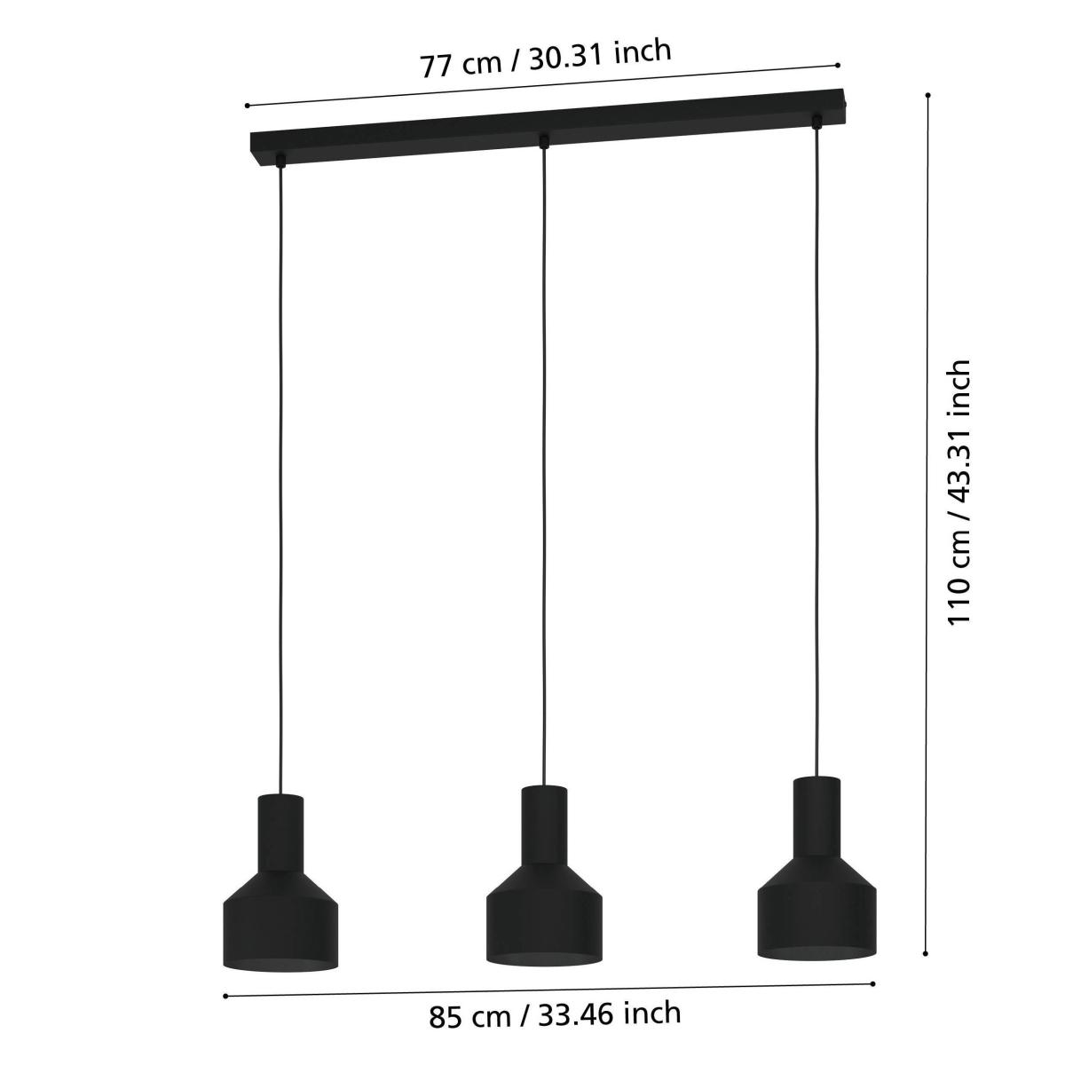 EGLO Casibare Steel 3-Light Pendant Light Black – image 4