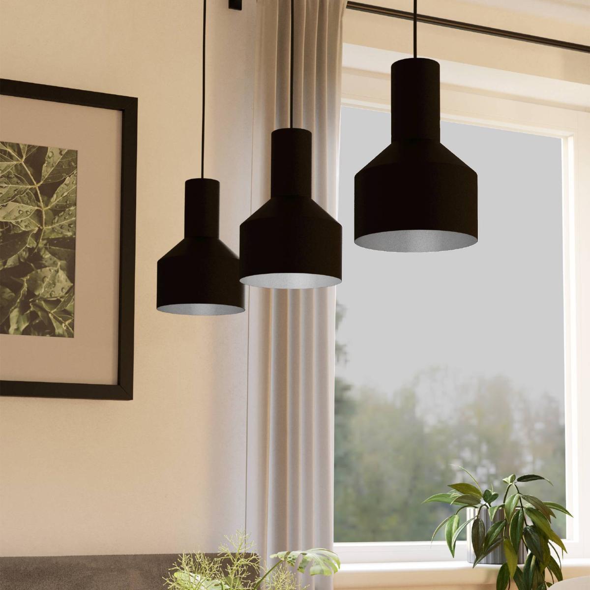 EGLO Casibare Steel 3-Light Pendant Light Black – image 1