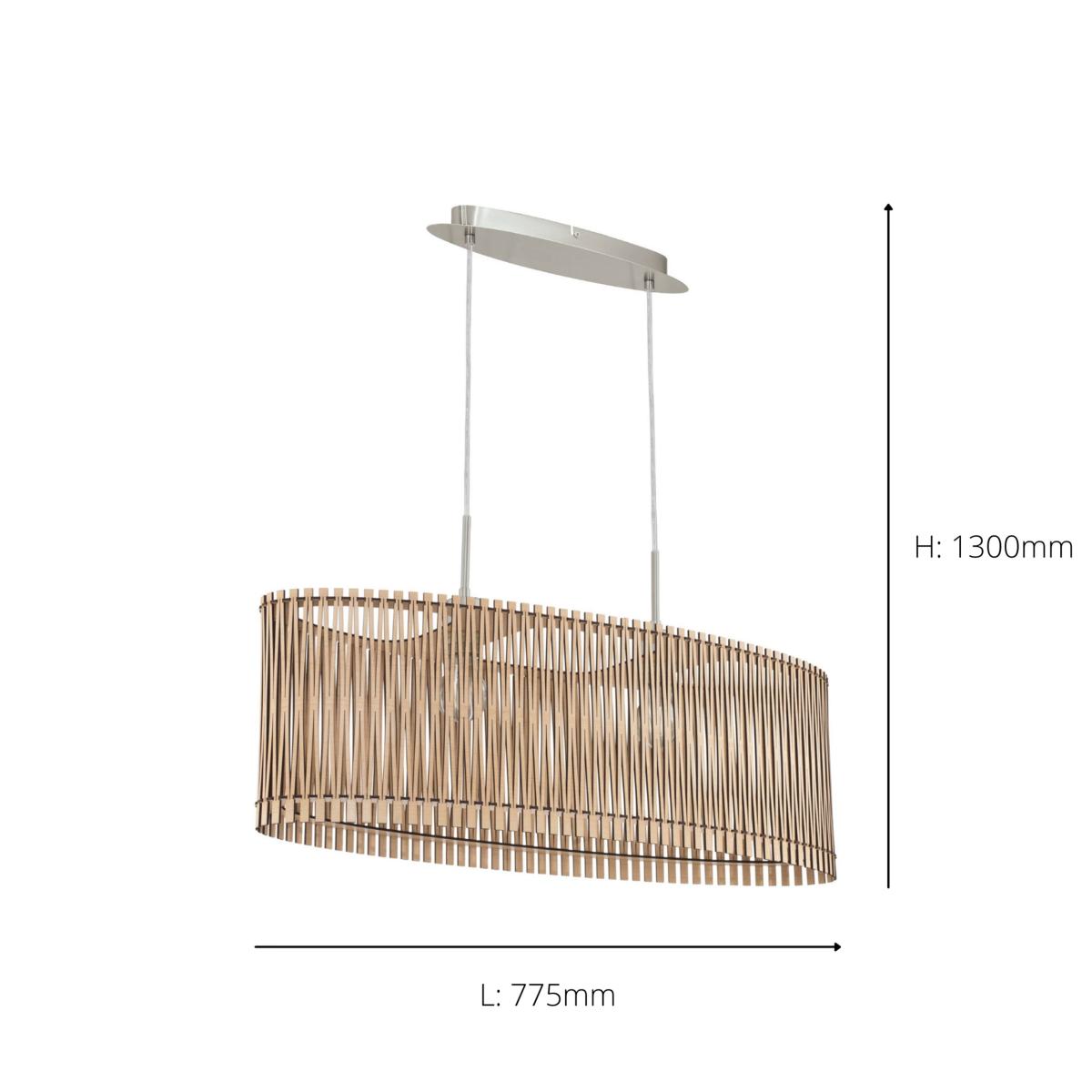 EGLO Sendero Maple Wood Pendant Light Satin Nickel – image 3