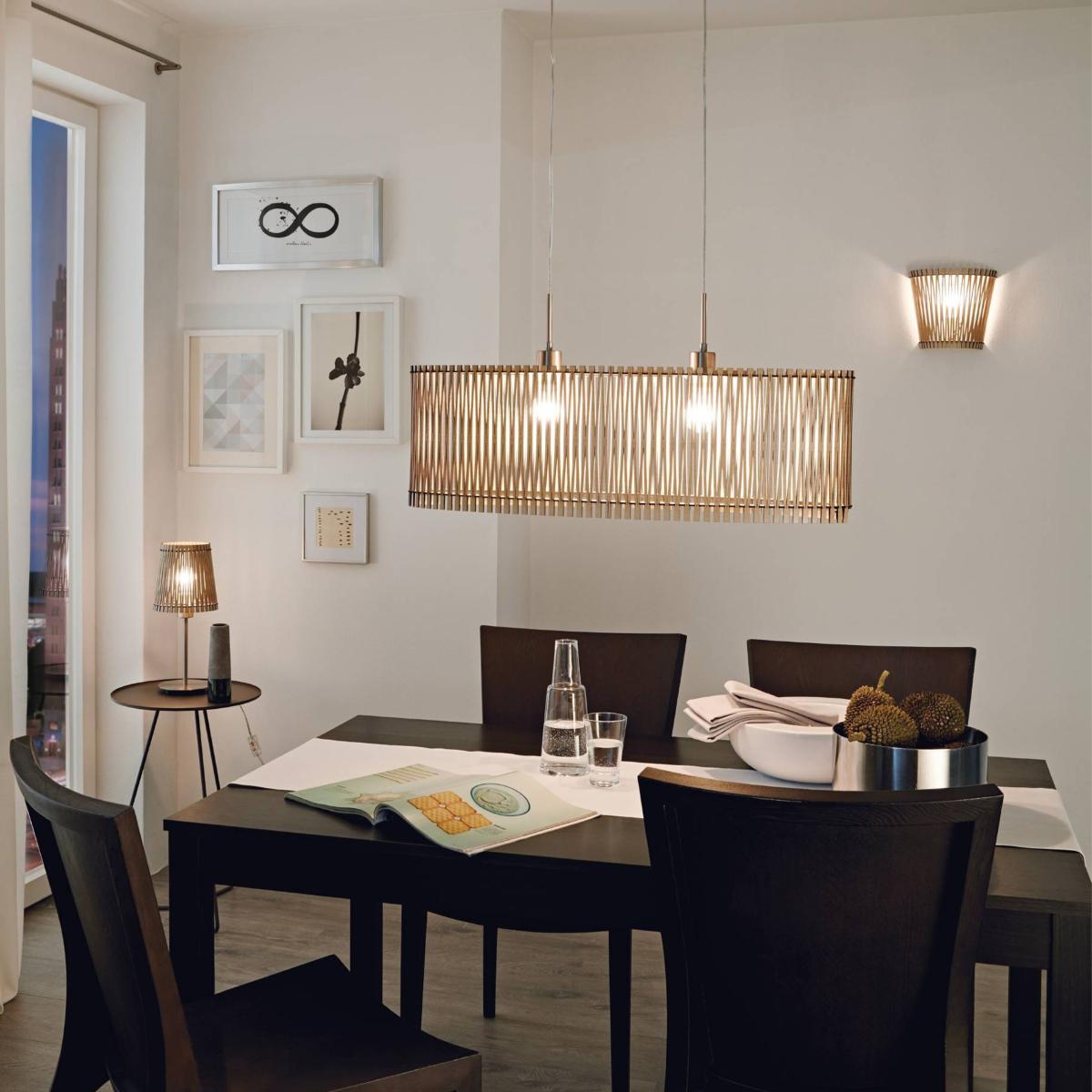 EGLO Sendero Maple Wood Pendant Light Satin Nickel – image 1