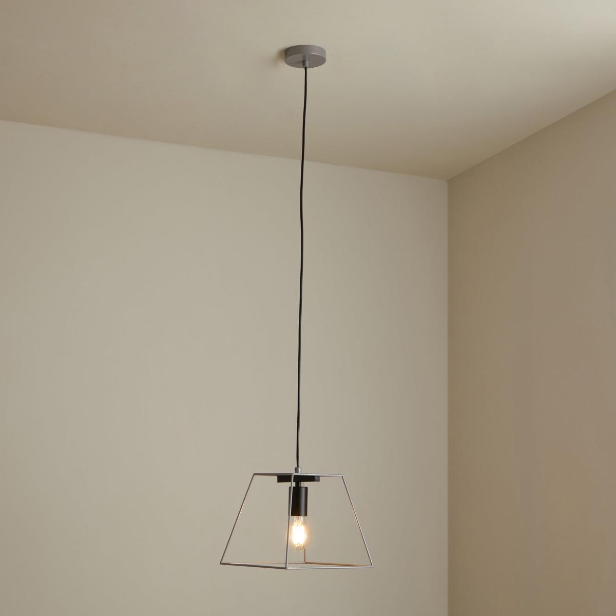 Nella 1 Light Silver Pendant Ceiling Fitting Silver – image 2