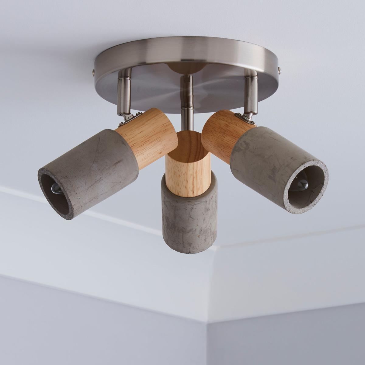 Inka 3 Light Concrete Wood Spotlight Grey and Brown – image 2