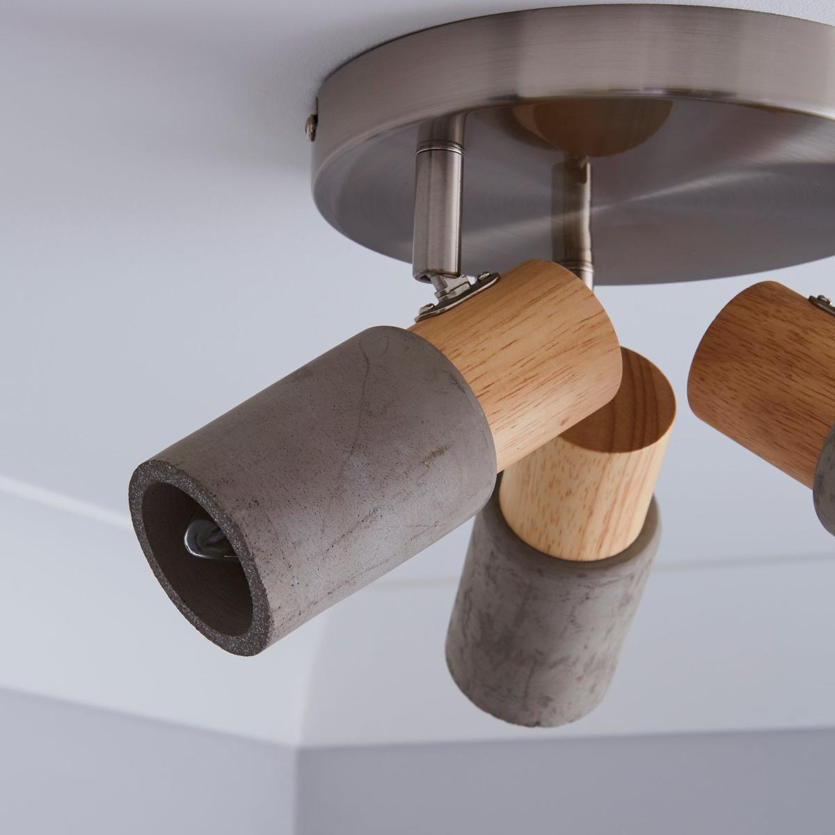 Inka 3 Light Concrete Wood Spotlight Grey and Brown – image 3