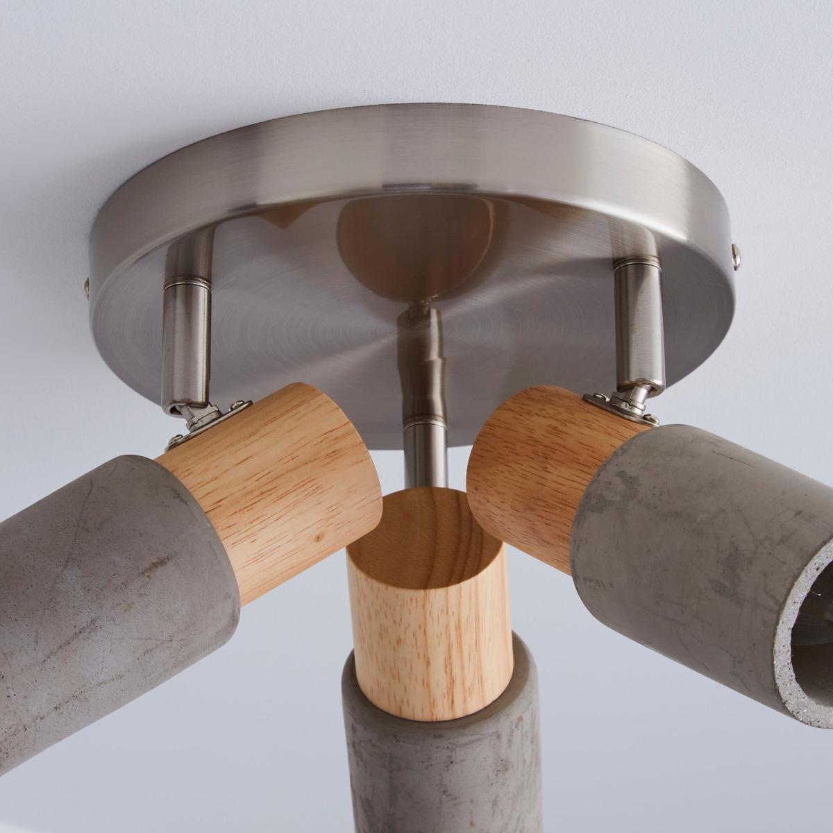Inka 3 Light Concrete Wood Spotlight Grey and Brown – image 4