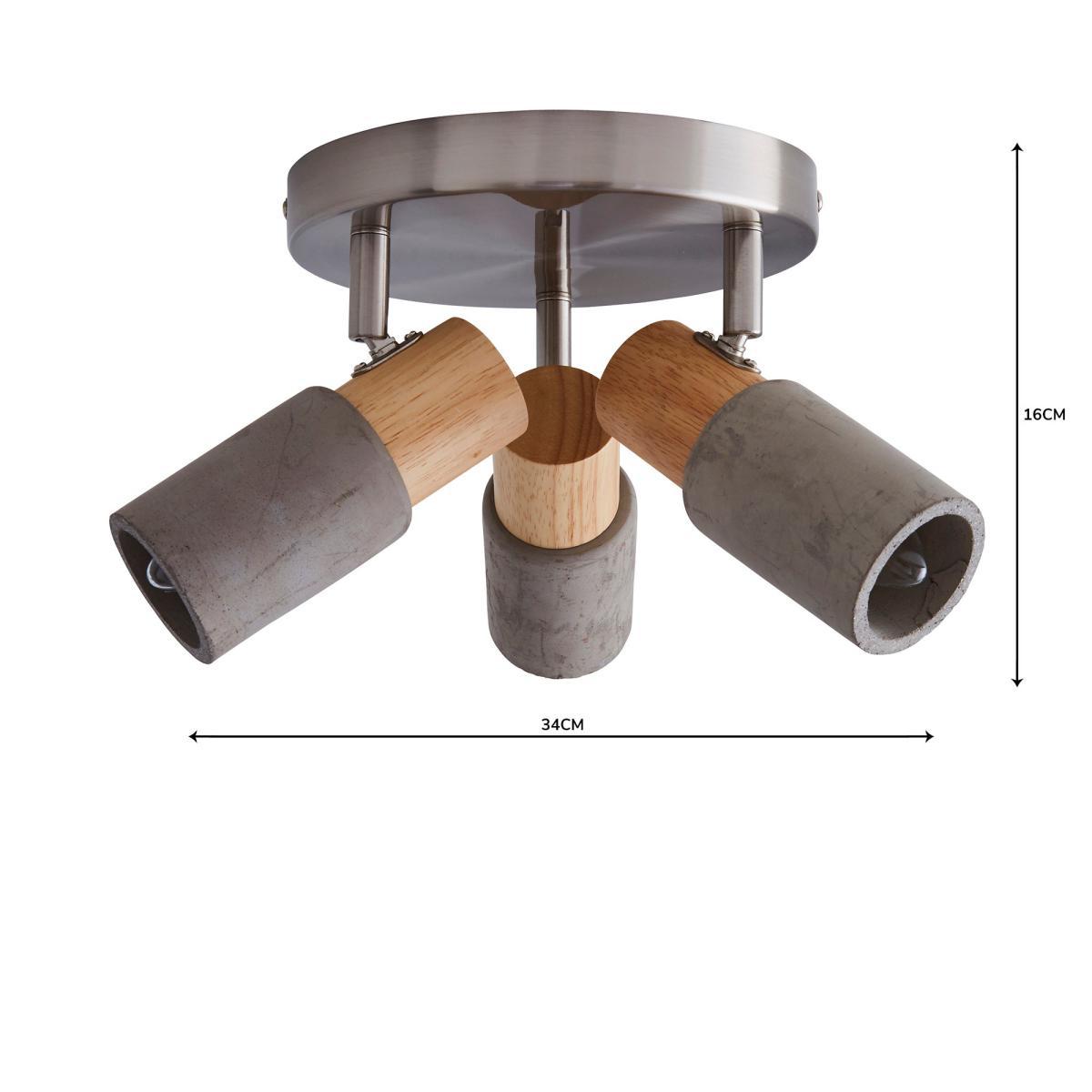 Inka 3 Light Concrete Wood Spotlight Grey and Brown – image 5