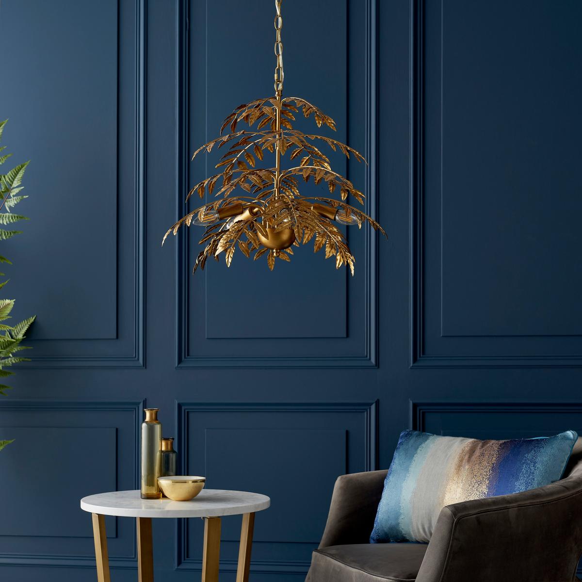 Vogue Sago 5 Light Leaf Pendant Light Gold – image 3