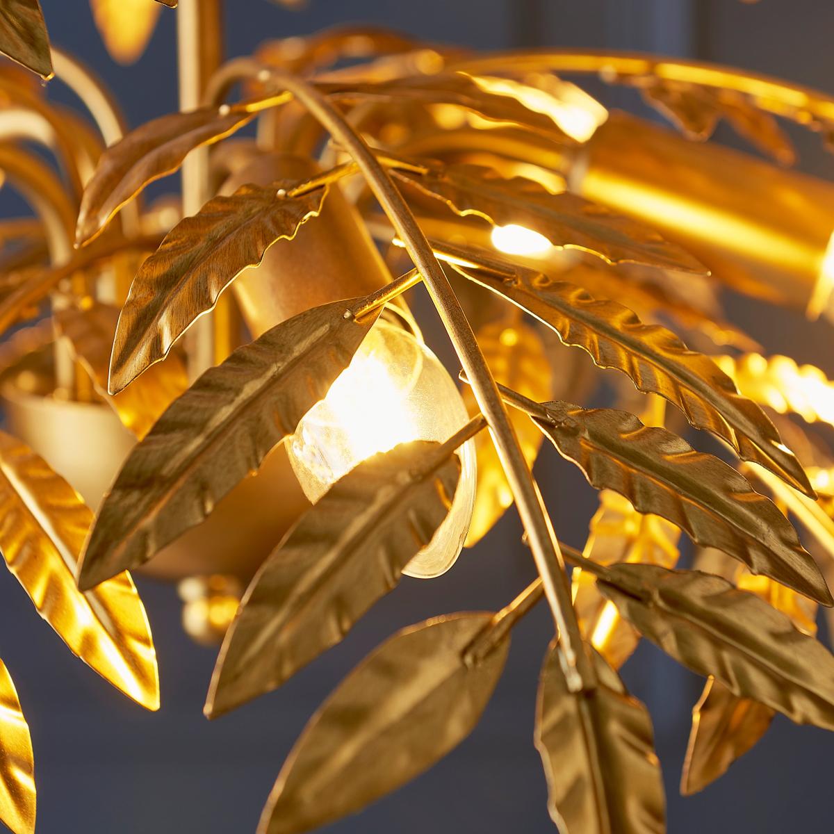 Vogue Sago 5 Light Leaf Pendant Light Gold – image 5