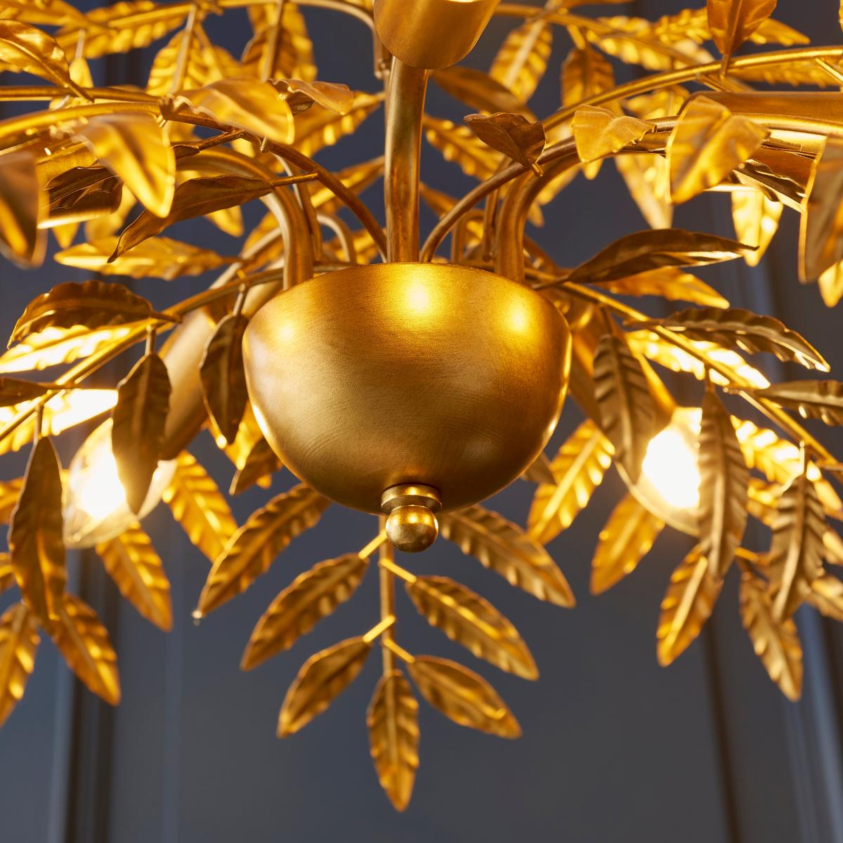 Vogue Sago 5 Light Leaf Pendant Light Gold – image 7