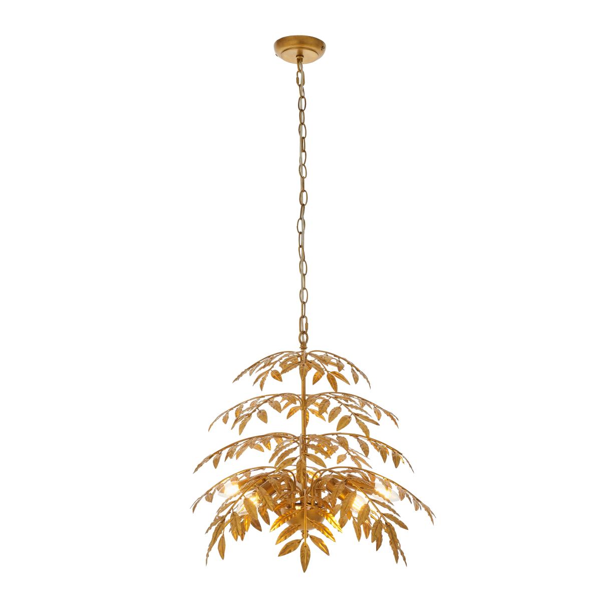 Vogue Sago 5 Light Leaf Pendant Light Gold – image 8