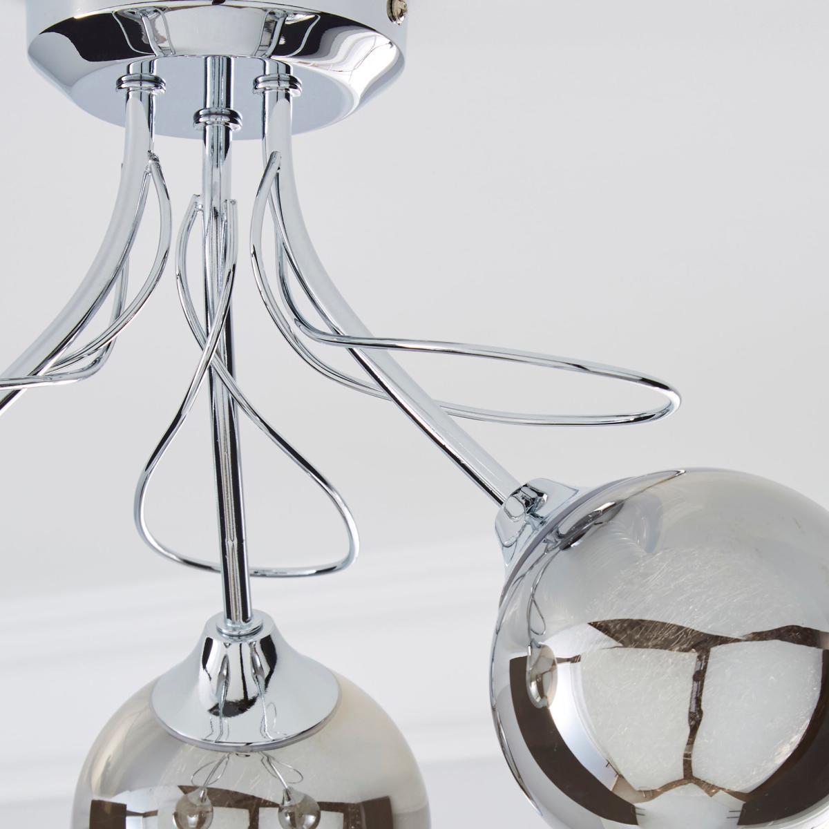 Mateo 3 Light Glass Chrome Semi-Flush Ceiling Fitting Smoke – image 3