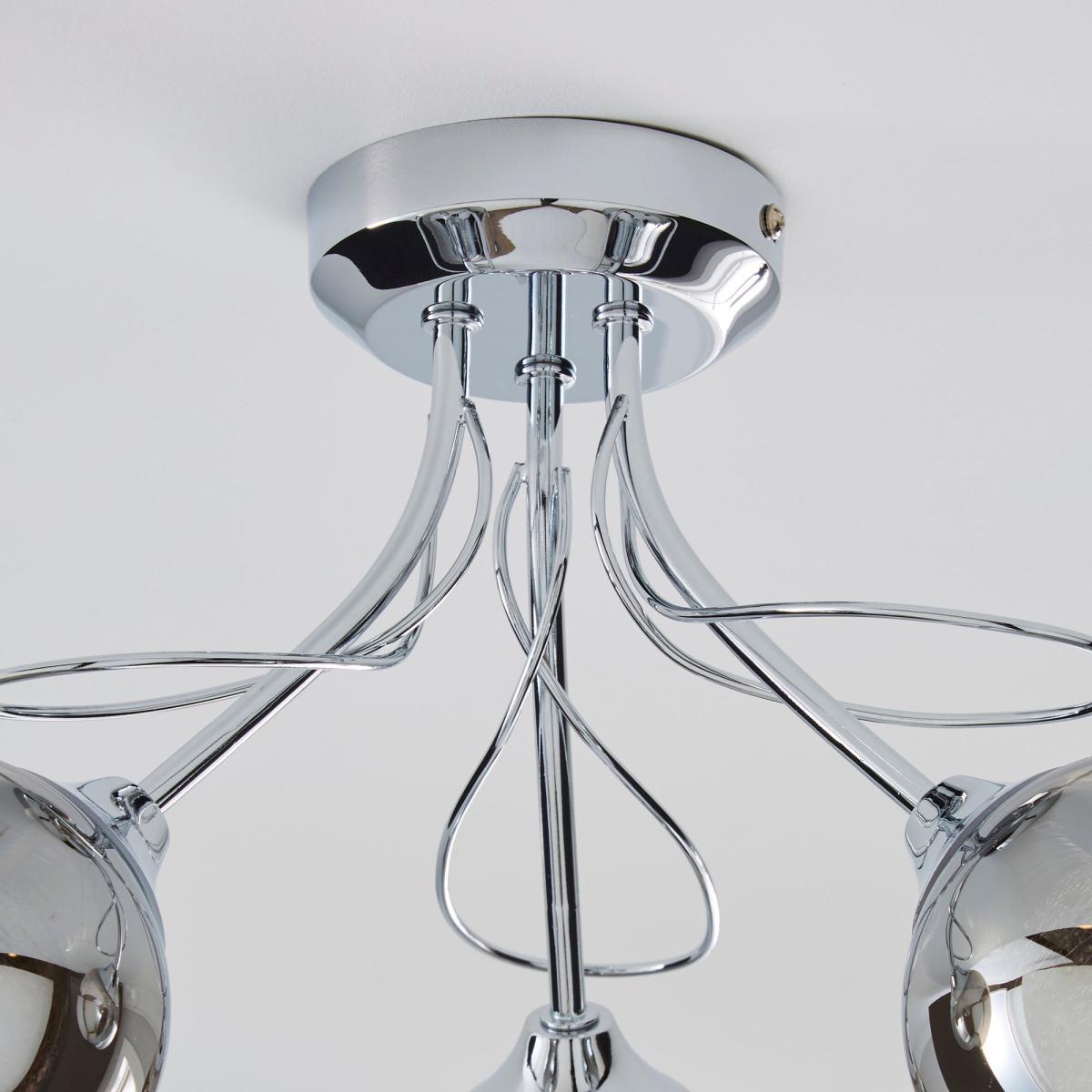 Mateo 3 Light Glass Chrome Semi-Flush Ceiling Fitting Smoke – image 4
