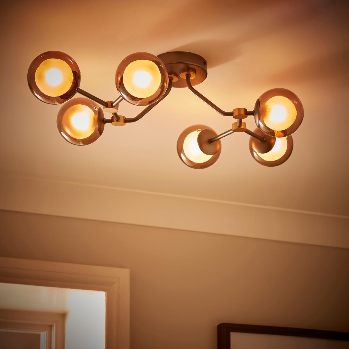 Molecular Industrial 6 Light Adjustable Flush Ceiling Light Smoke (Grey) – image 2