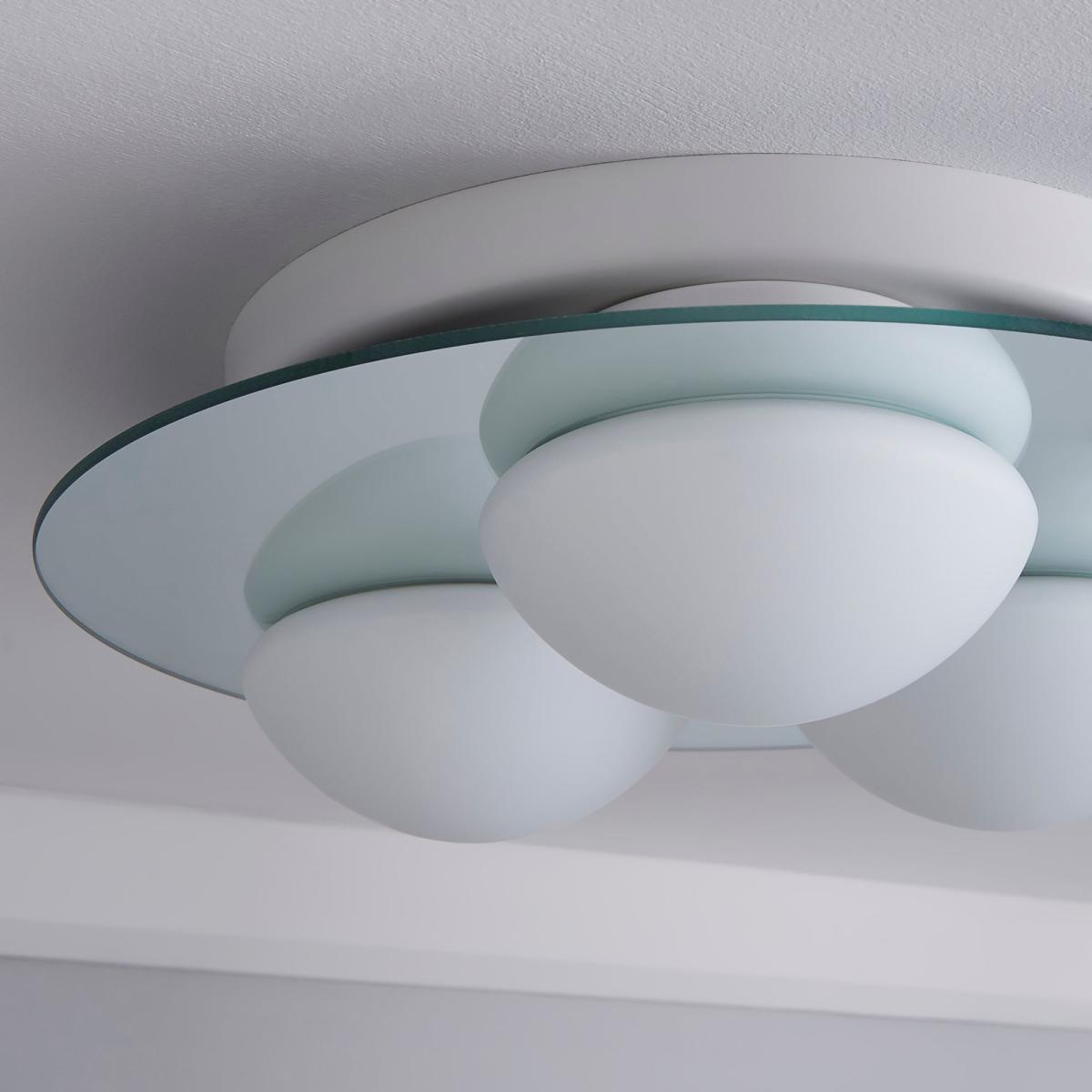 Harlow 3 Light Frosted Bathroom Flush Ceiling Fitting White – image 3