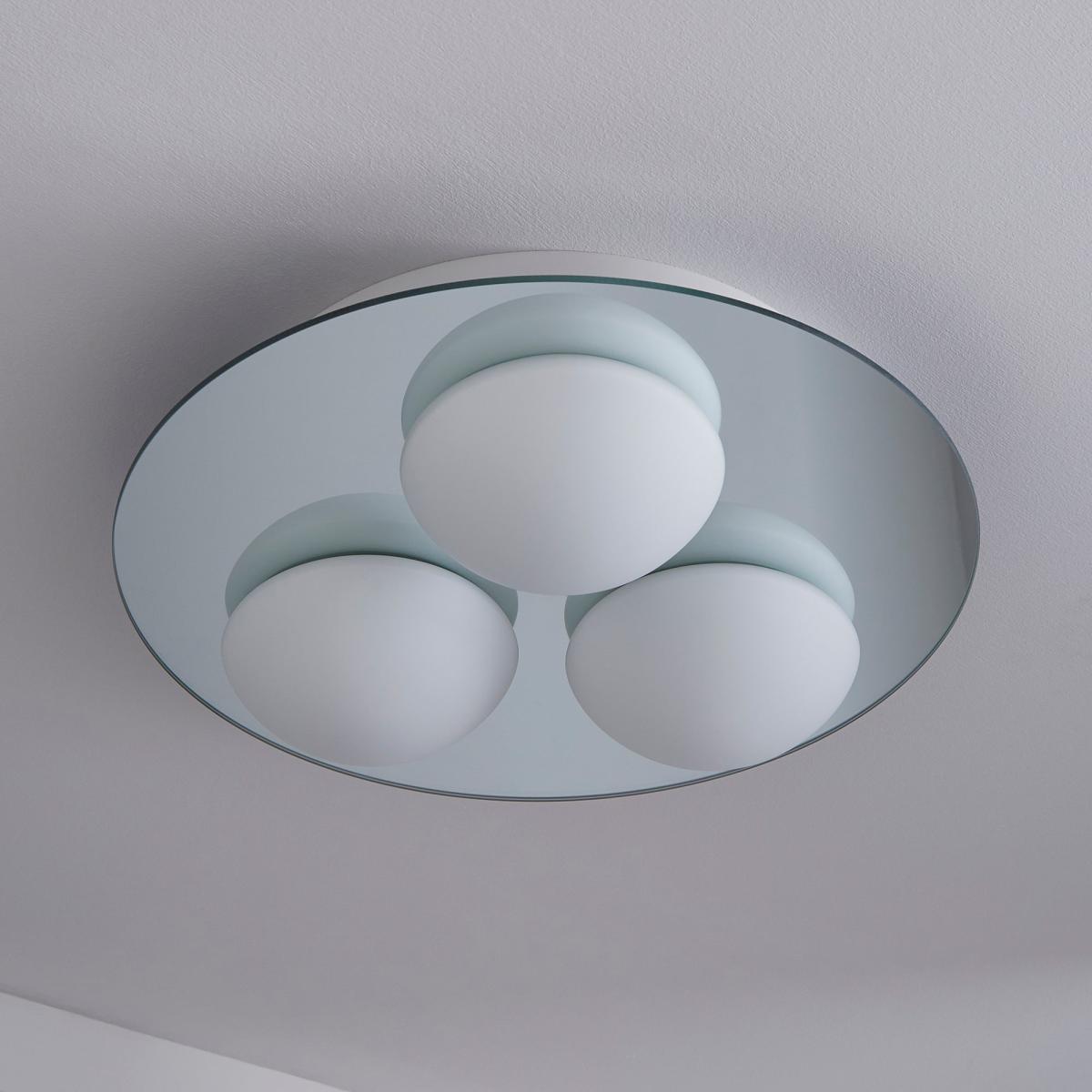 Harlow 3 Light Frosted Bathroom Flush Ceiling Fitting White – image 4