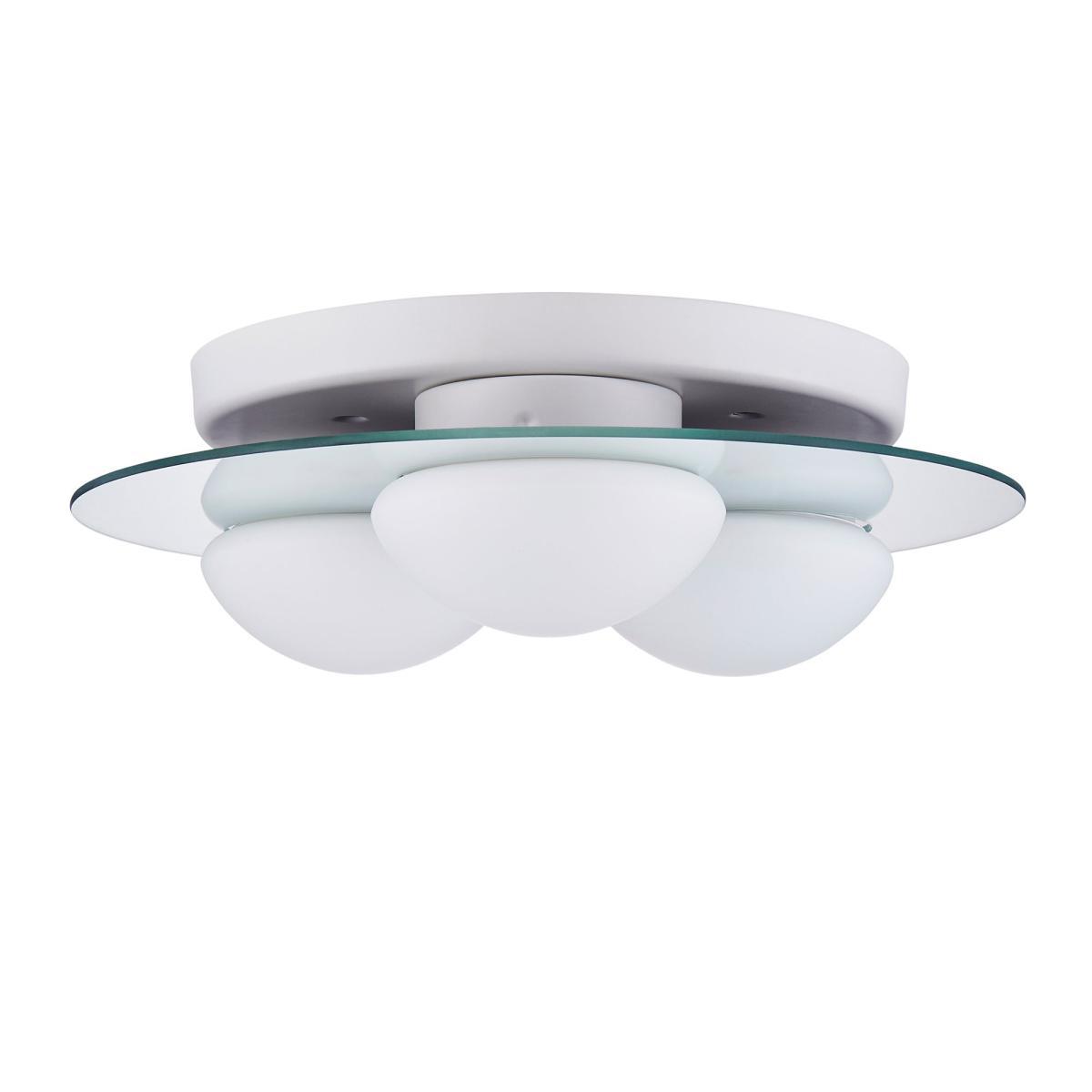 Harlow 3 Light Frosted Bathroom Flush Ceiling Fitting White – image 5