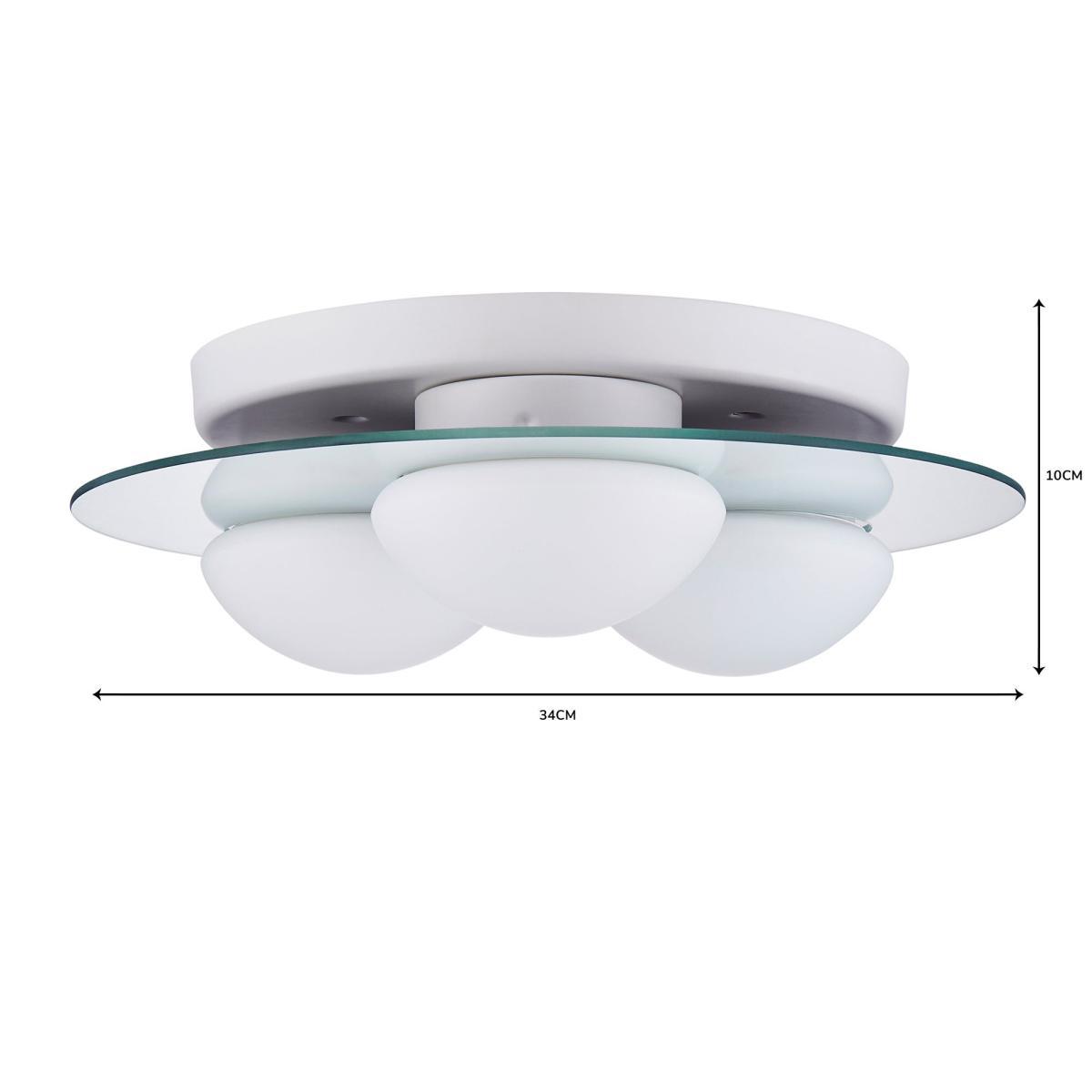 Harlow 3 Light Frosted Bathroom Flush Ceiling Fitting White – image 6