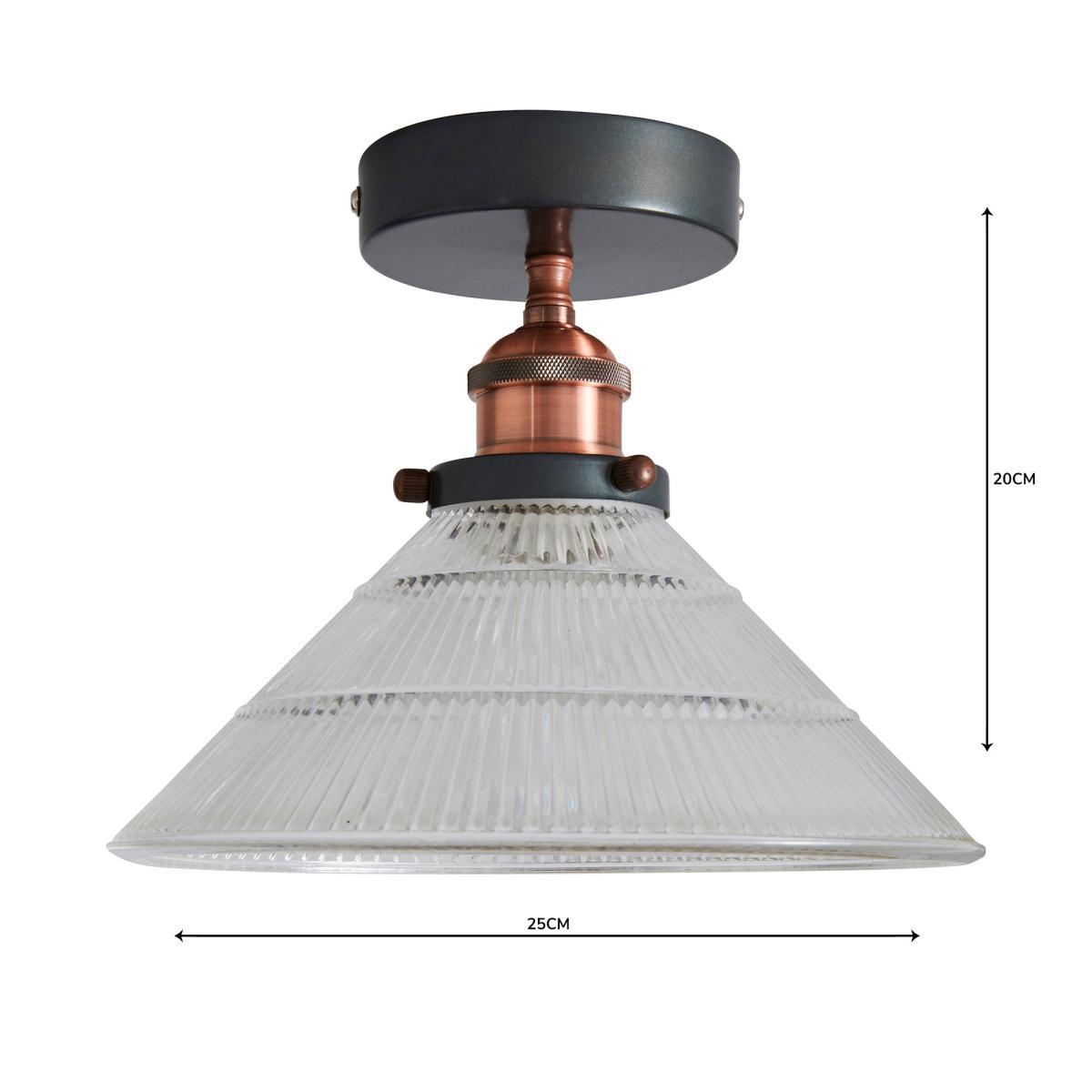 Logan 1 Light Pendant Glass Industrial Semi-Flush Ceiling Fitting Black and Clear – image 5