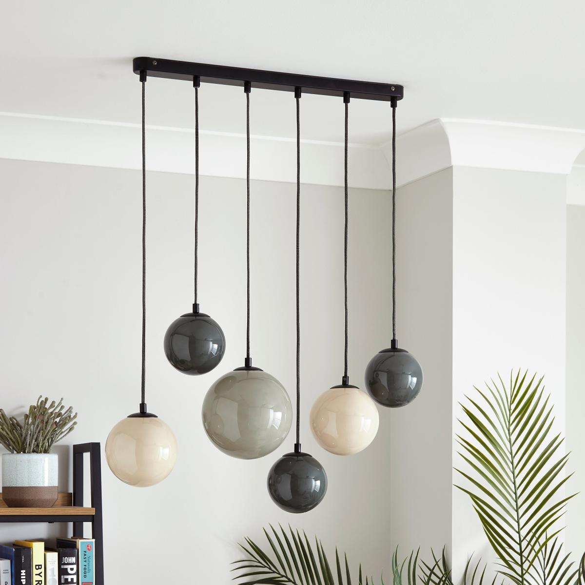 Eli Milky 6 Light Cluster Ceiling Light Black – image 2