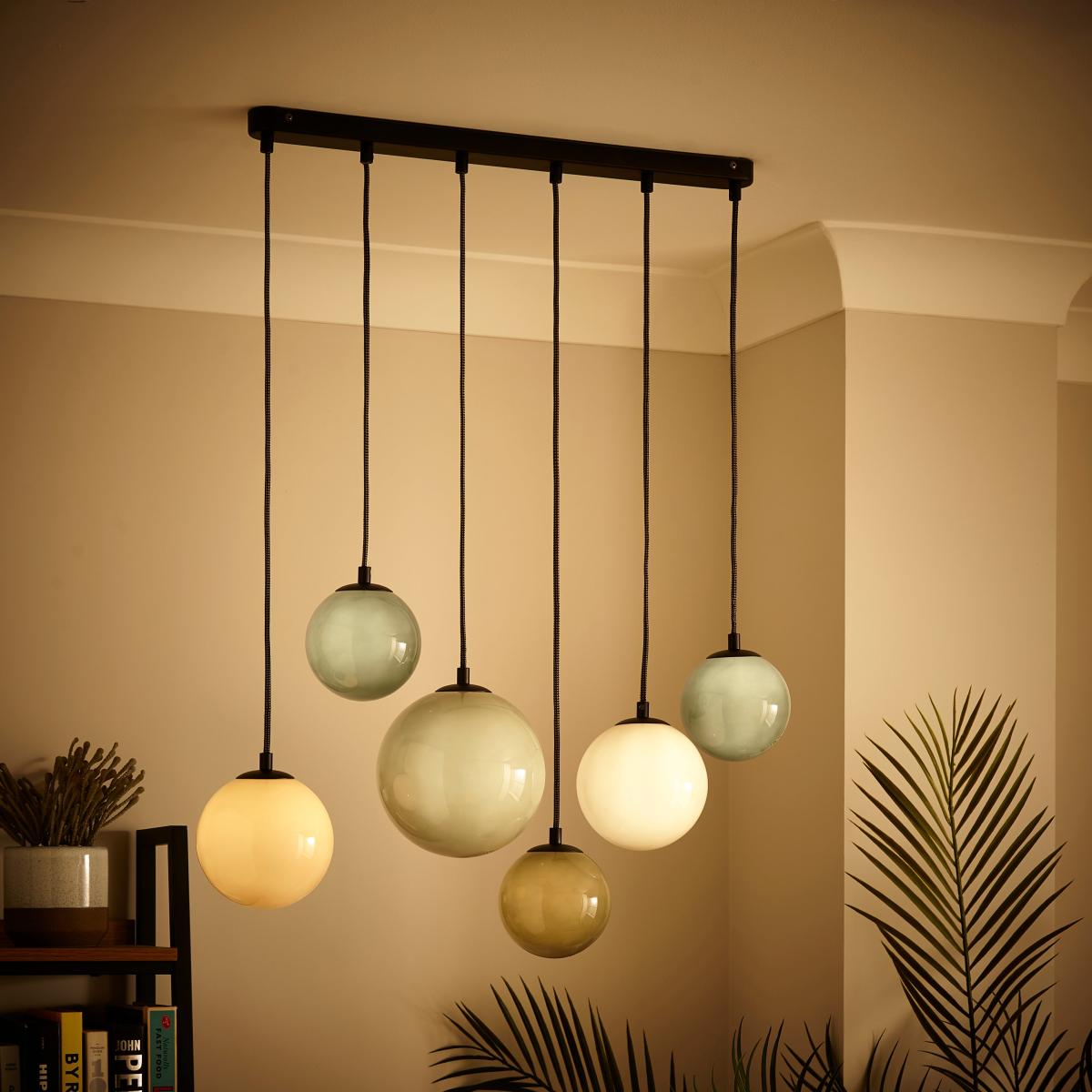 Eli Milky 6 Light Cluster Ceiling Light Black – image 3