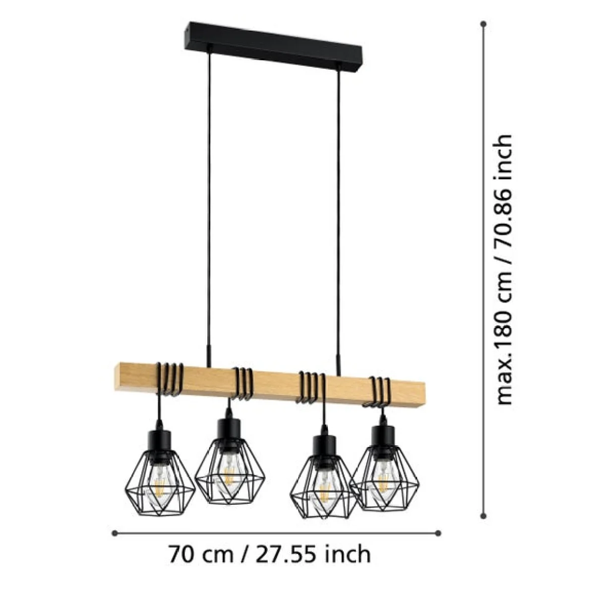 Return - EGLO Townshend Industrial 4 Light Adjustable Diner Ceiling Light – image 4