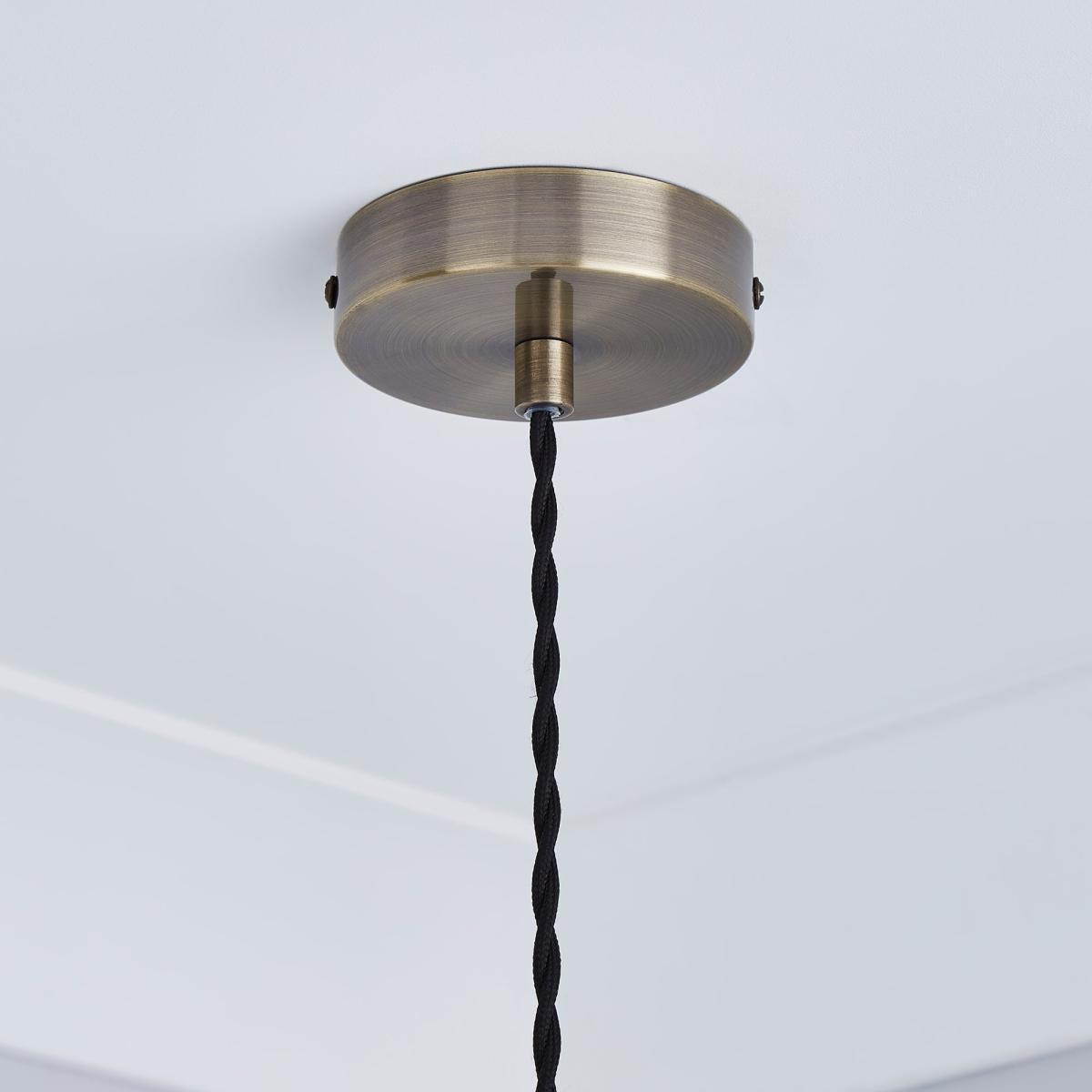 Rio Voyager 1 Light Pendant Ribbed Glass Ceiling Fitting Antique Brass – image 4